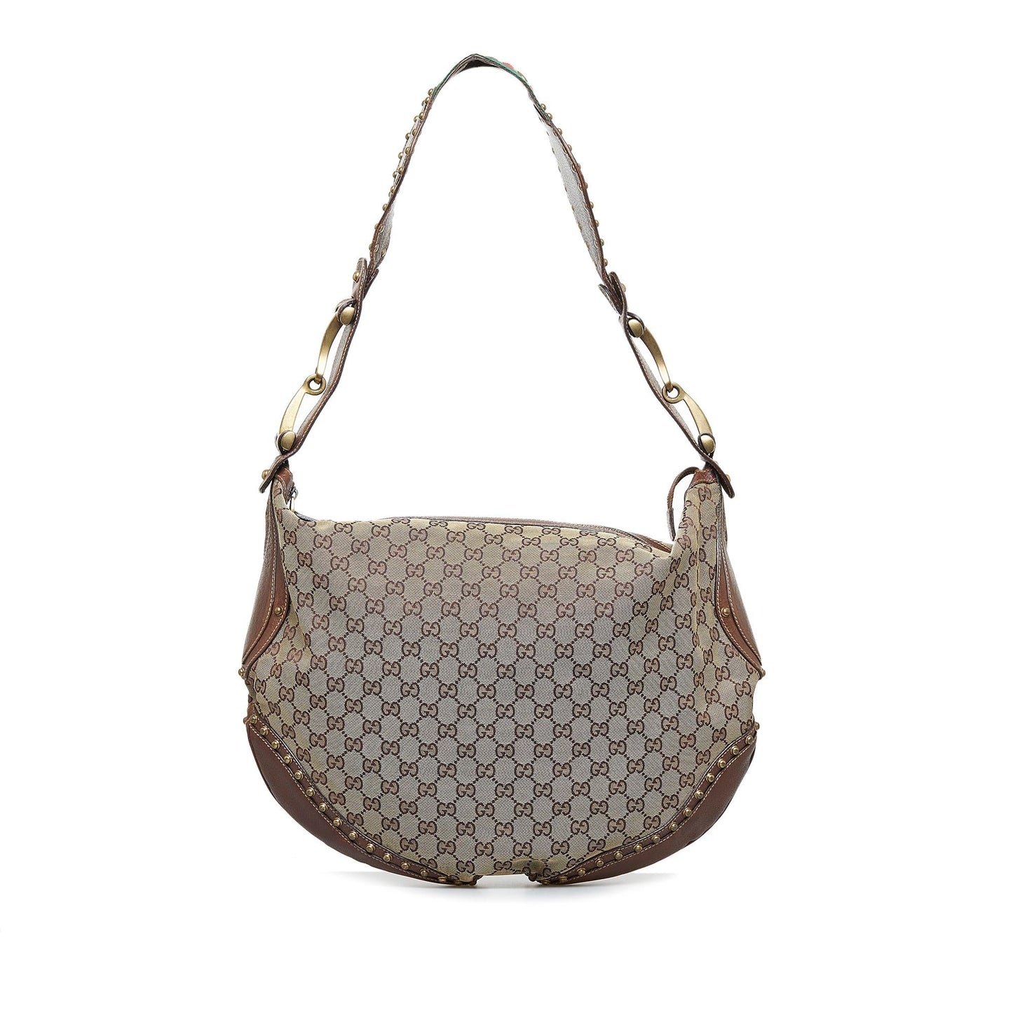 Gucci GG Pelham Studded SHG-w72l4p Canvas Brown Shoulder Bag