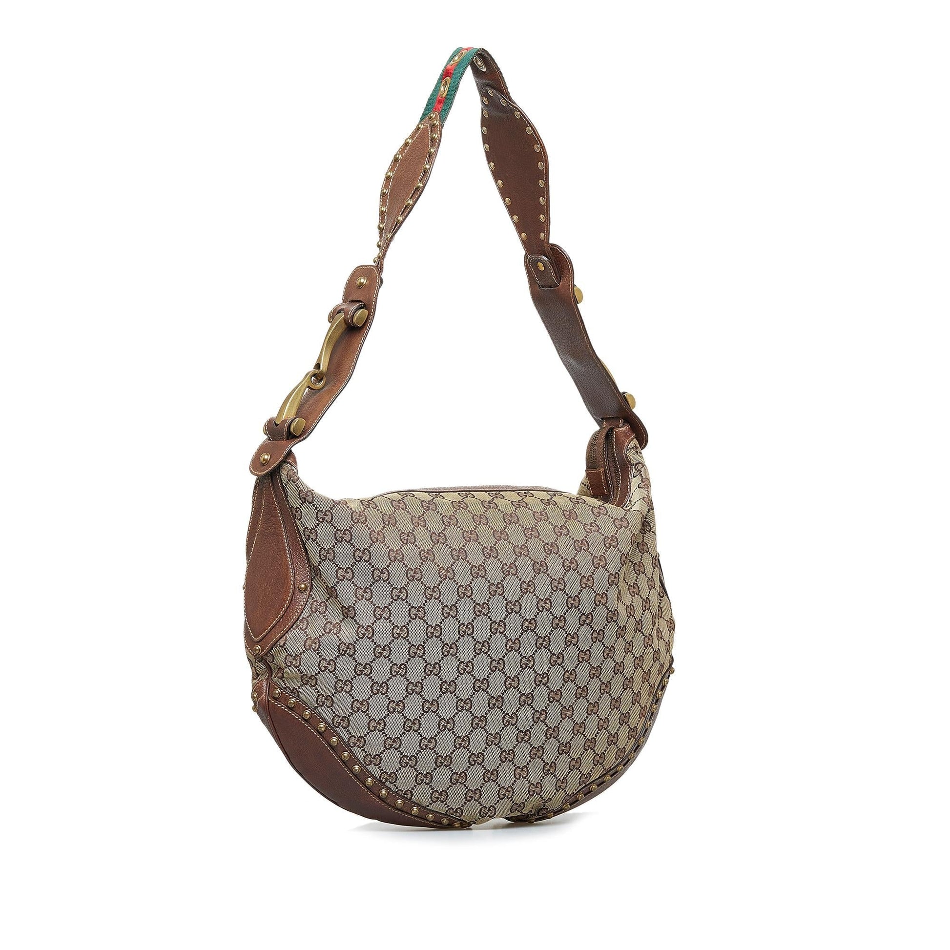 Gucci GG Pelham Studded SHG-w72l4p Canvas Brown Shoulder Bag