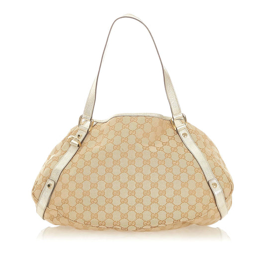 Gucci GG Pelham SHG Canvas White Brown Tote Bag Bag Shg