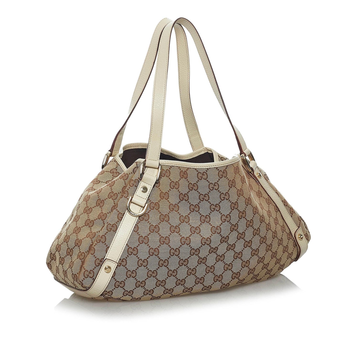Gucci GG Pelham SHG Canvas White Brown Tote Bag