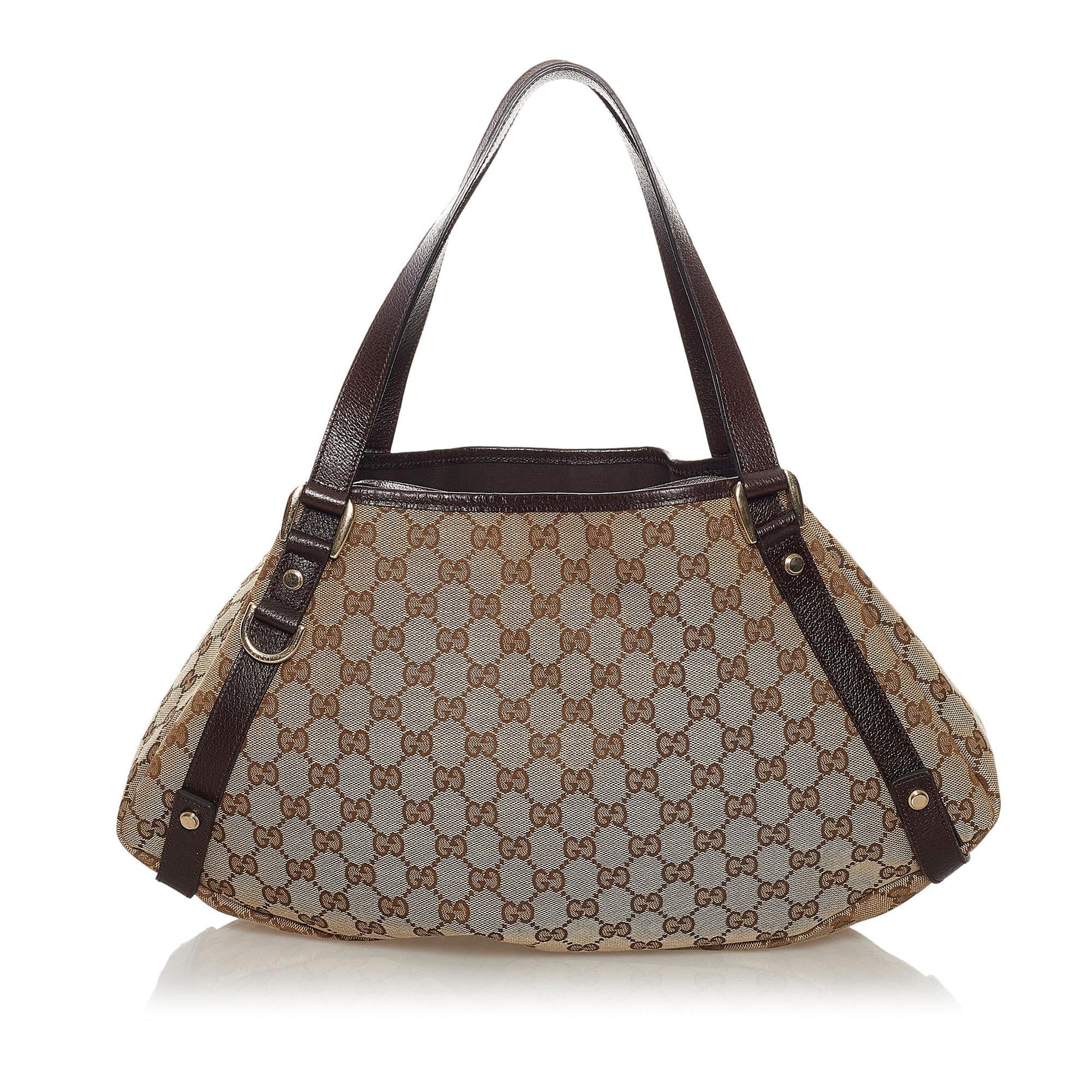 Gucci GG Pelham SHG Canvas Calf Brown Tote Bag