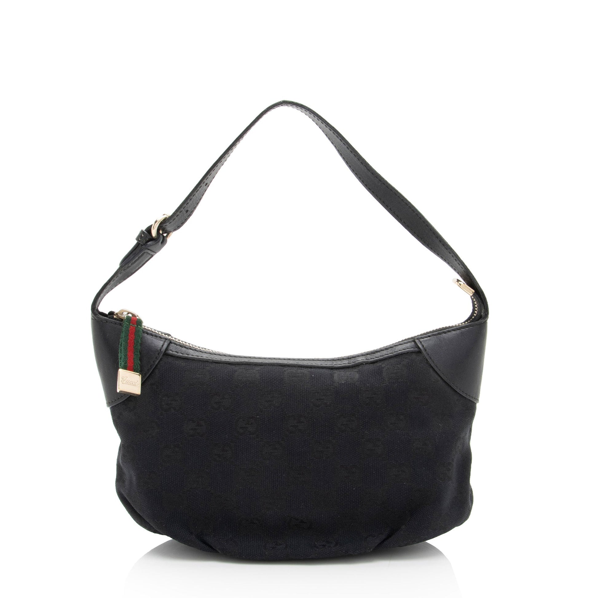 Gucci GG Pochette SHF-4m4QYq Leather Canvas Black Clutch Bag