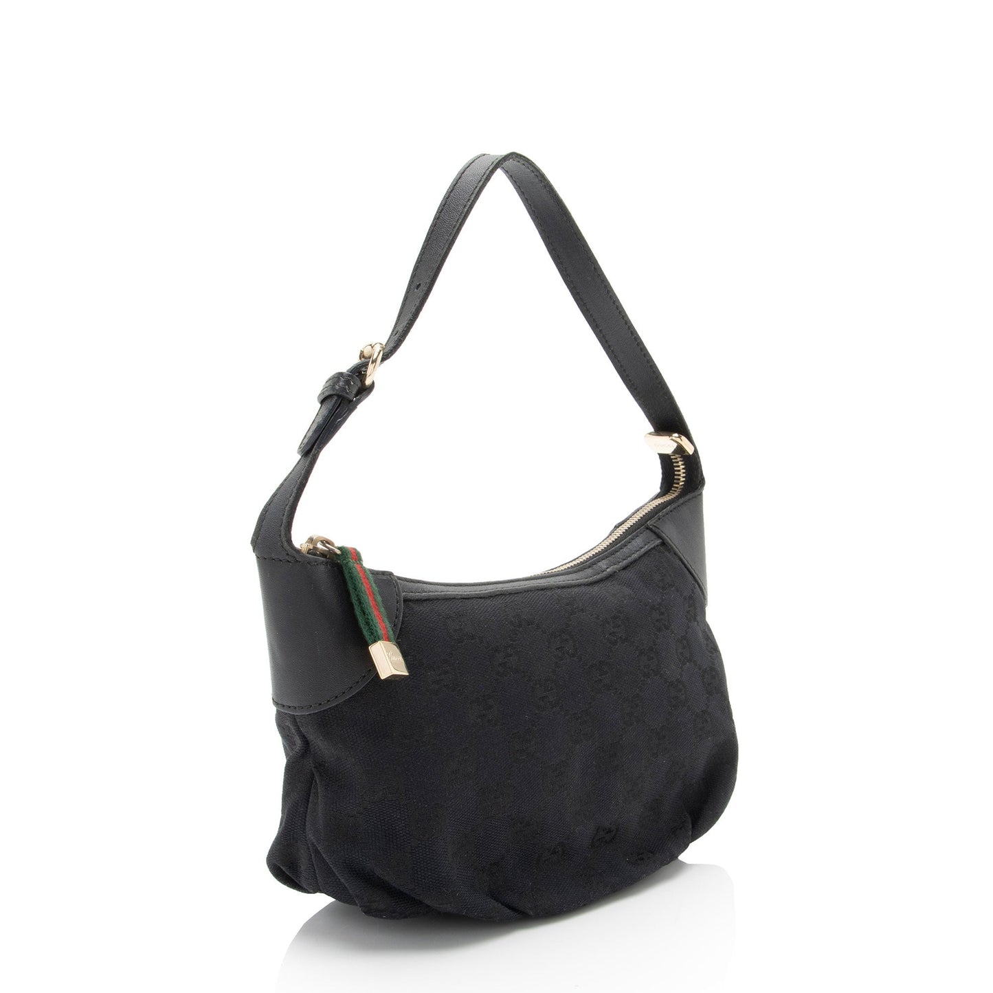 Gucci GG Pochette SHF-4m4QYq Leather Canvas Black Clutch Bag