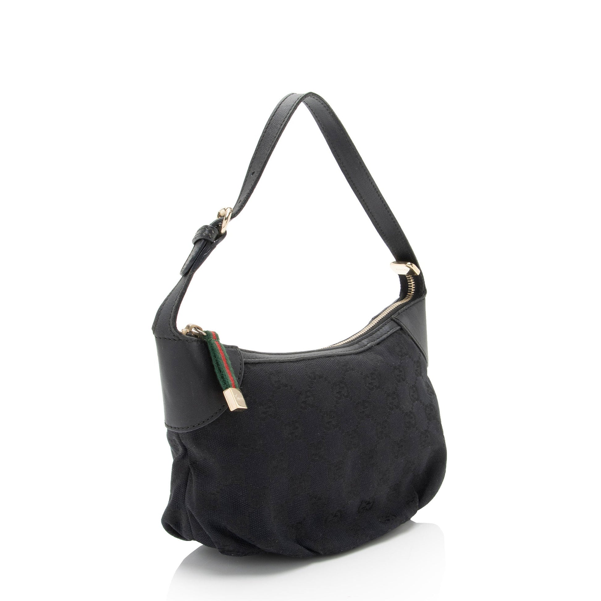 Gucci GG Pochette SHF-4m4QYq Leather Canvas Black Clutch Bag