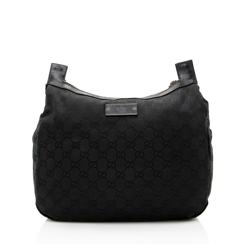 Gucci GG Pocket SHF Leather Canvas Black Crossbody Bag