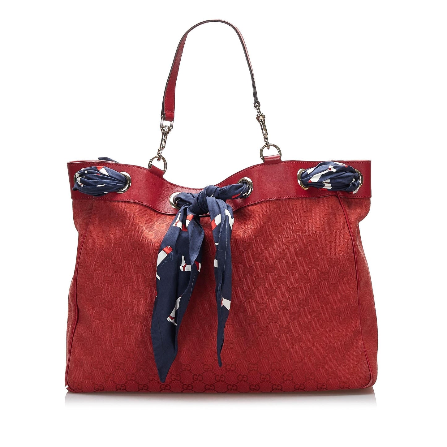 Gucci GG Positano SHG-I2eYwY Canvas Calf Red Tote Bag