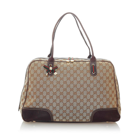 Gucci GG Princy SHG Canvas Brown Satchel Bag