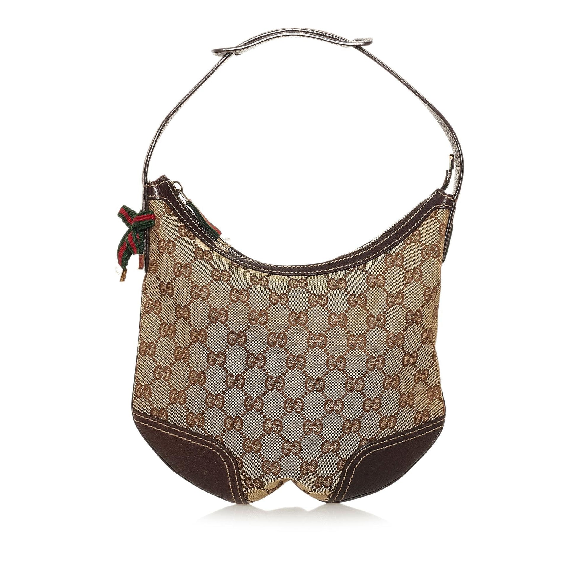 Gucci GG Princy SHG Canvas Brown Shoulder Bag Hobo Shg
