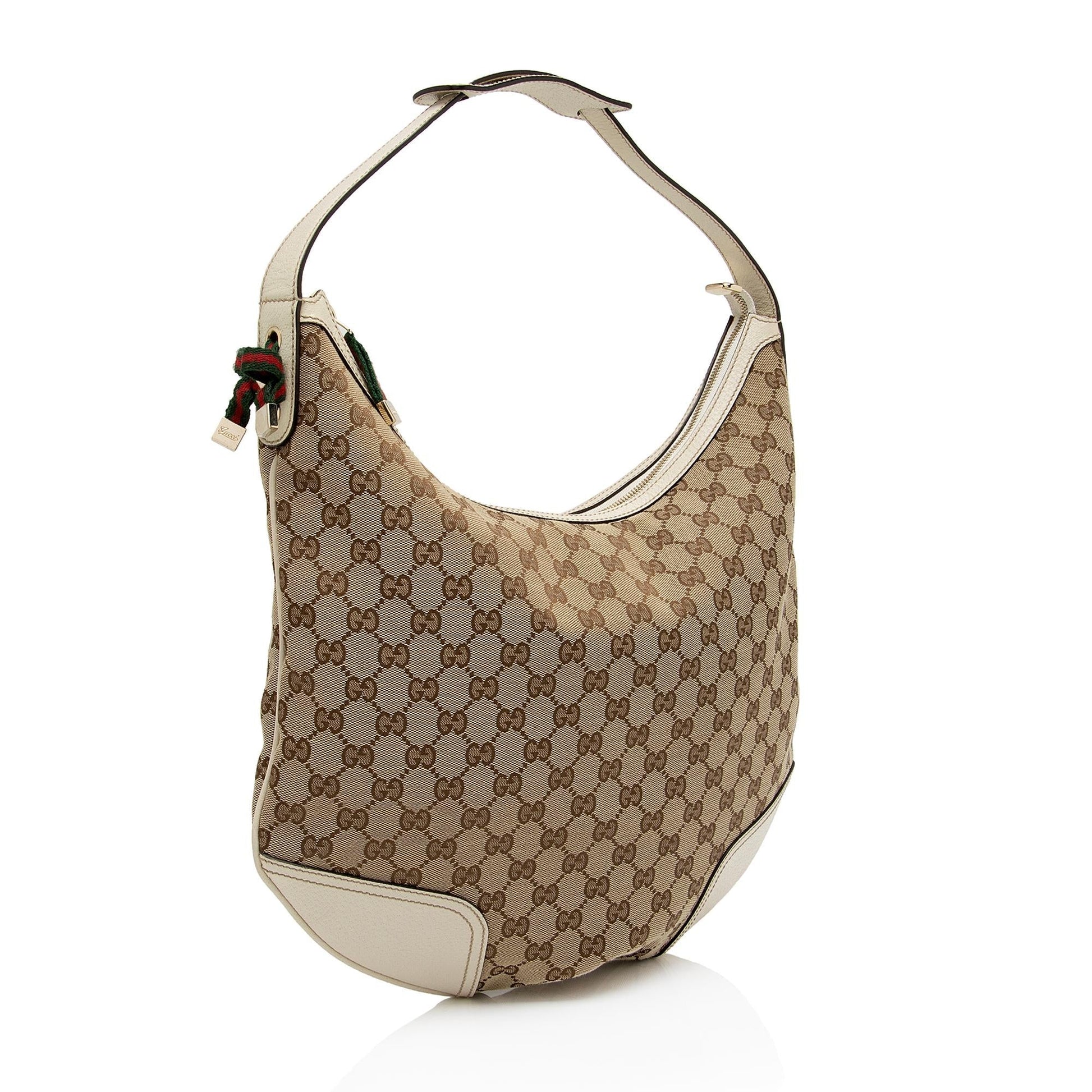 Gucci GG Princy SHF-nIZpdD Leather Canvas Nylon Beige Shoulder Bag
