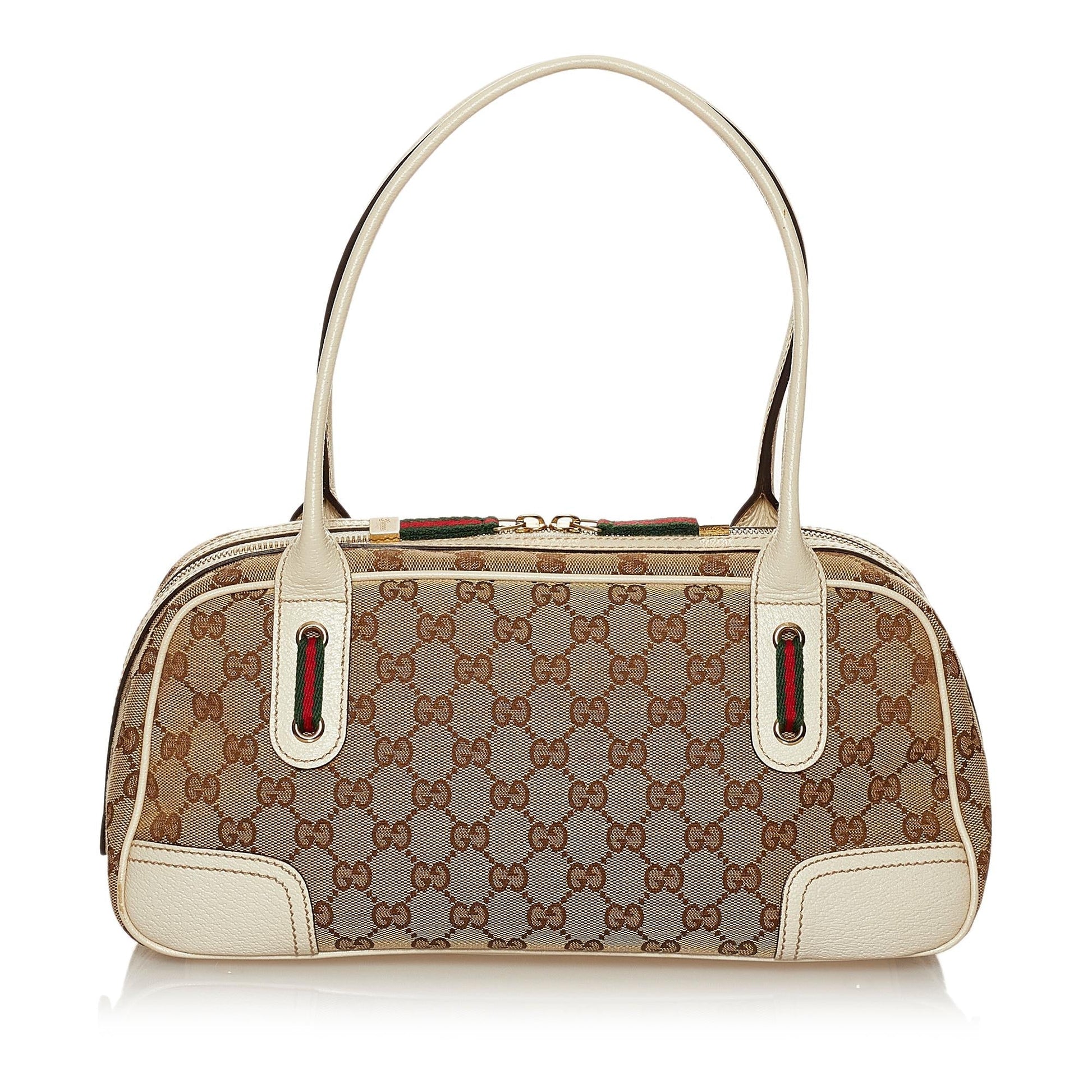 Gucci GG Princy SHG Canvas White Brown Shoulder Bag 3