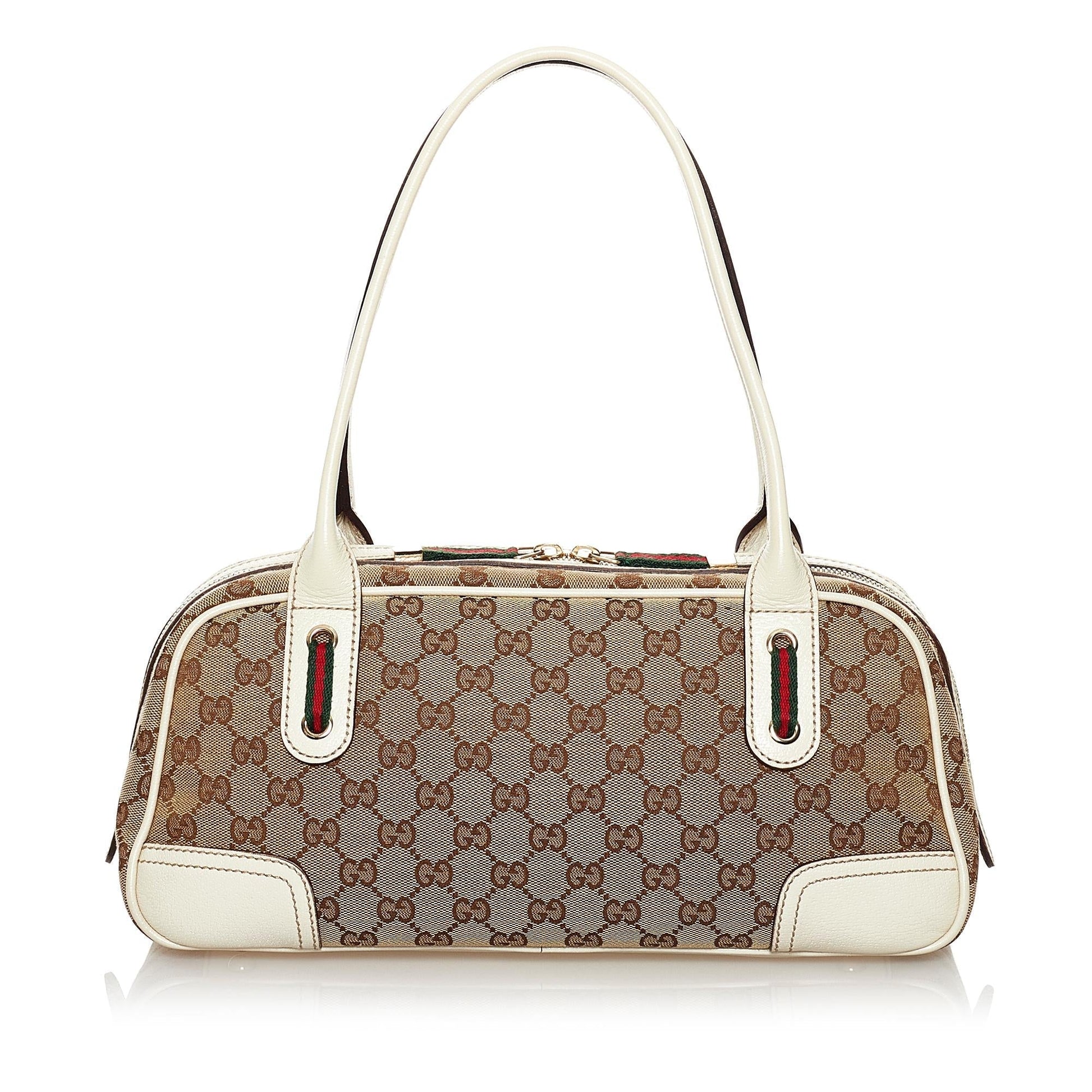 Gucci GG Princy SHG Canvas White Brown Shoulder Bag