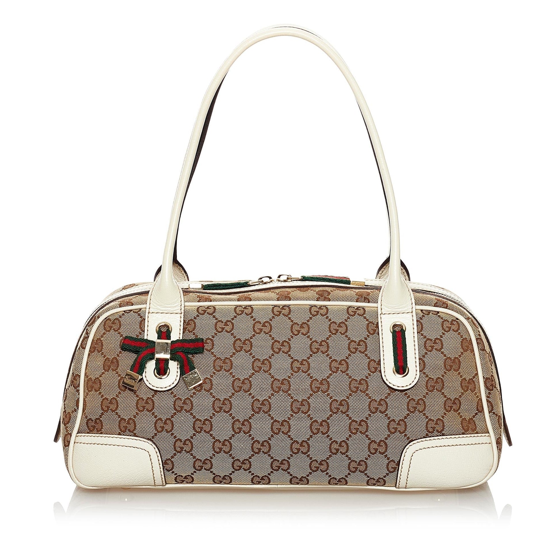 Gucci GG Princy SHG Canvas White Brown Shoulder Bag