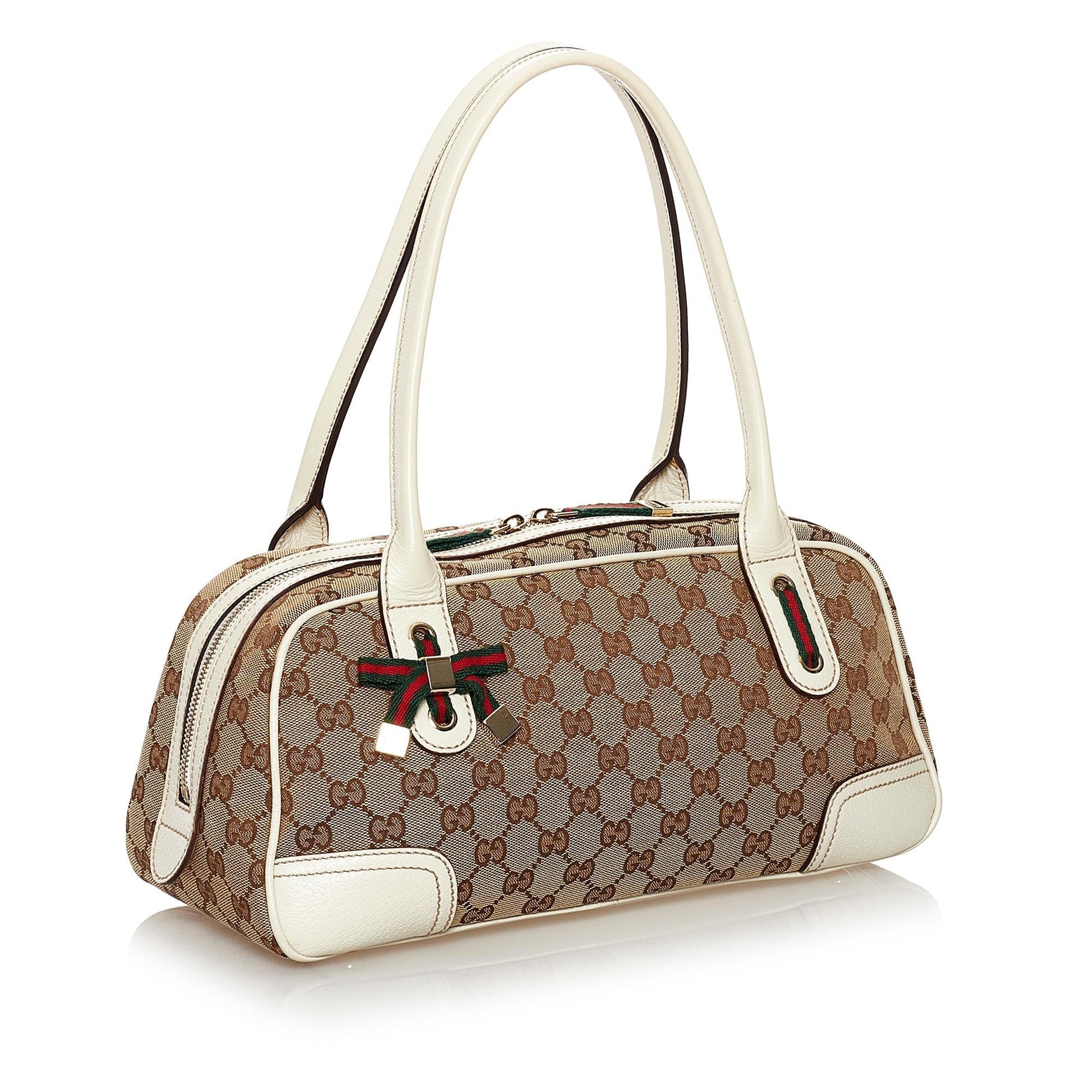 Gucci GG Princy SHG Canvas White Brown Shoulder Bag