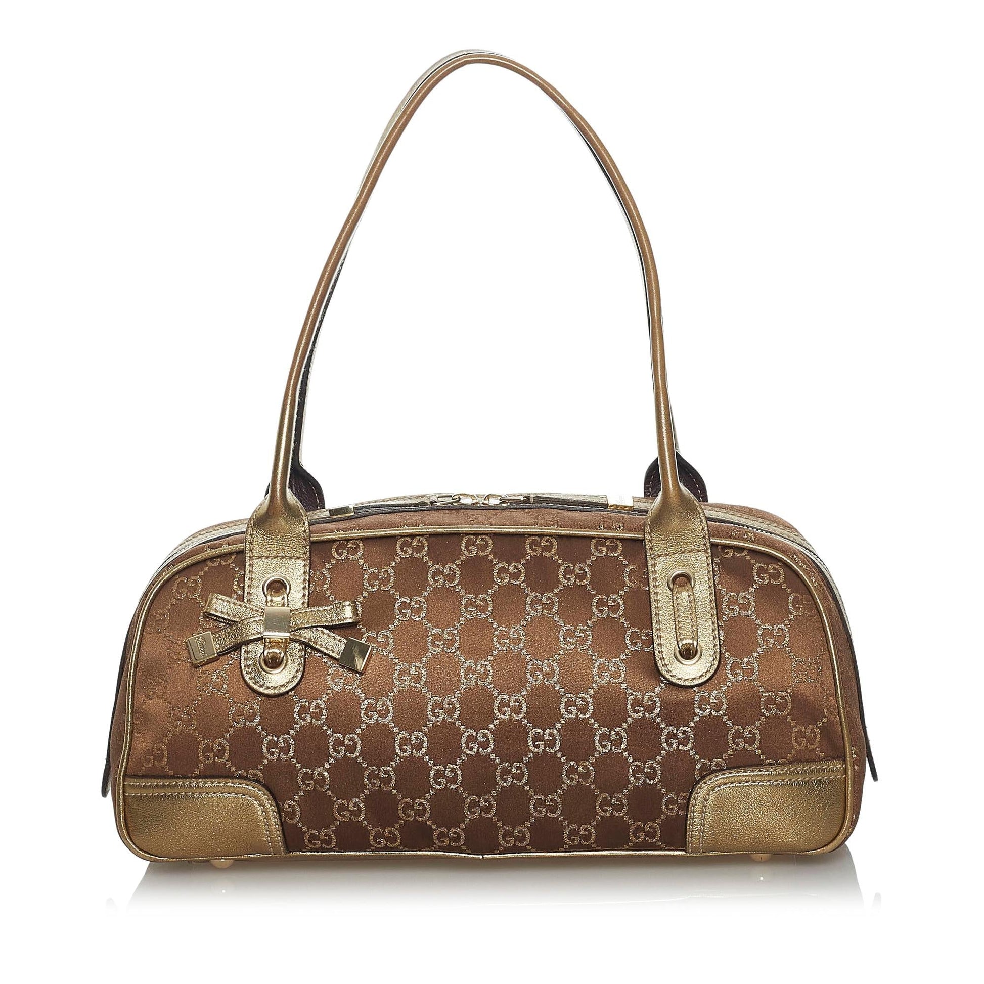 Gucci GG Princy SHG Canvas Brown Gold Shoulder Bag Bag Shg