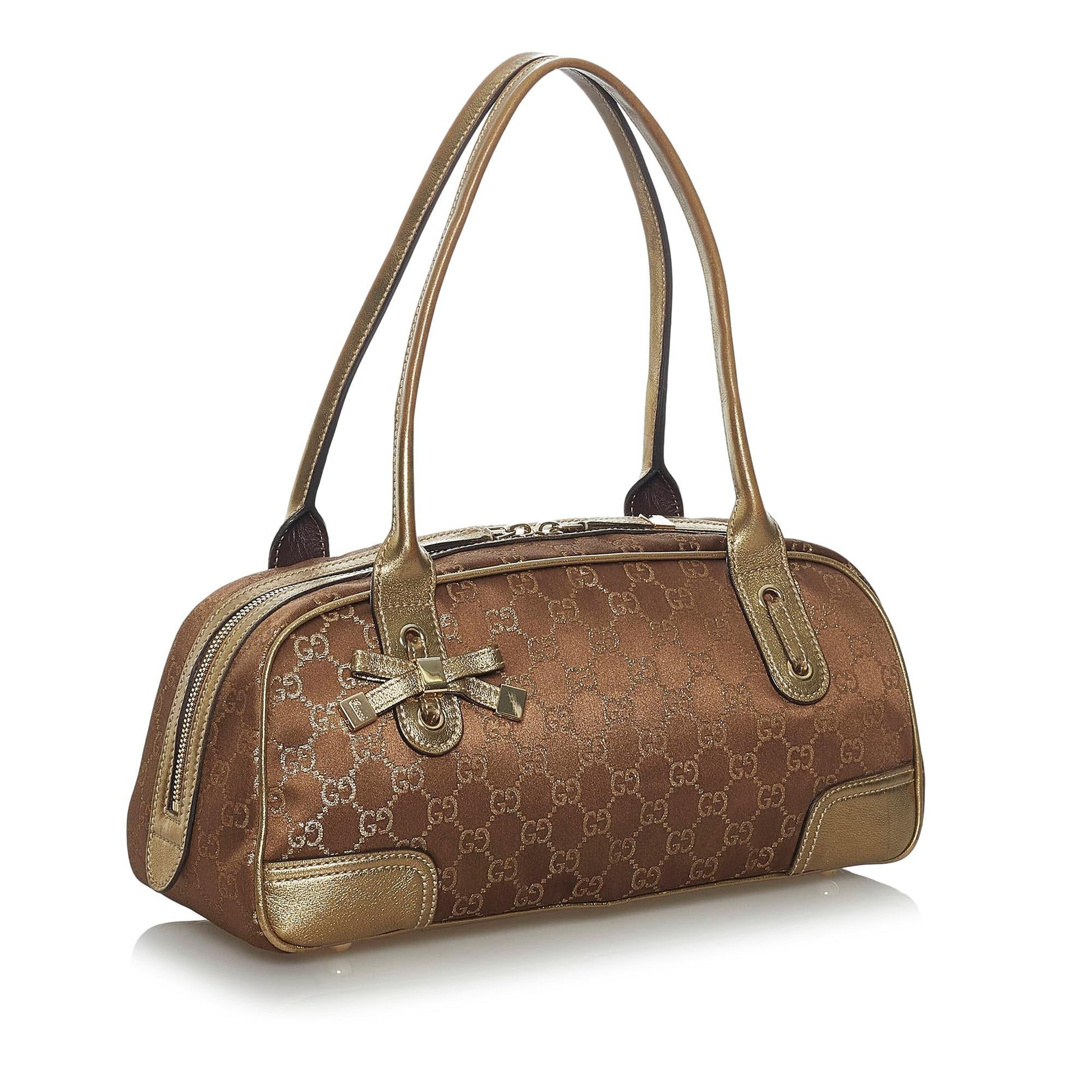Gucci GG Princy SHG Canvas Brown Gold Shoulder Bag Bag Shg
