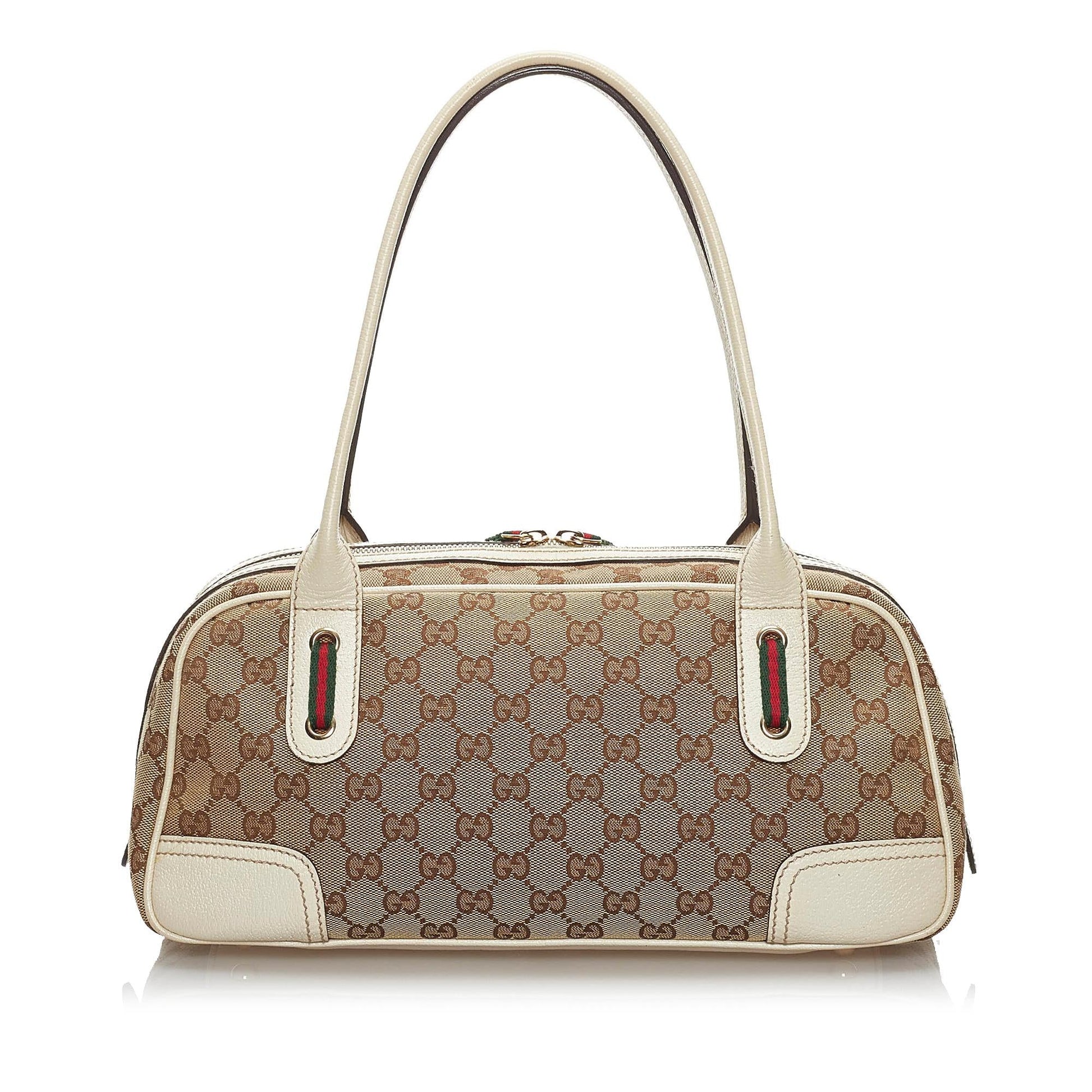 Gucci GG Princy SHG Canvas White Brown Shoulder Bag Bag Shg