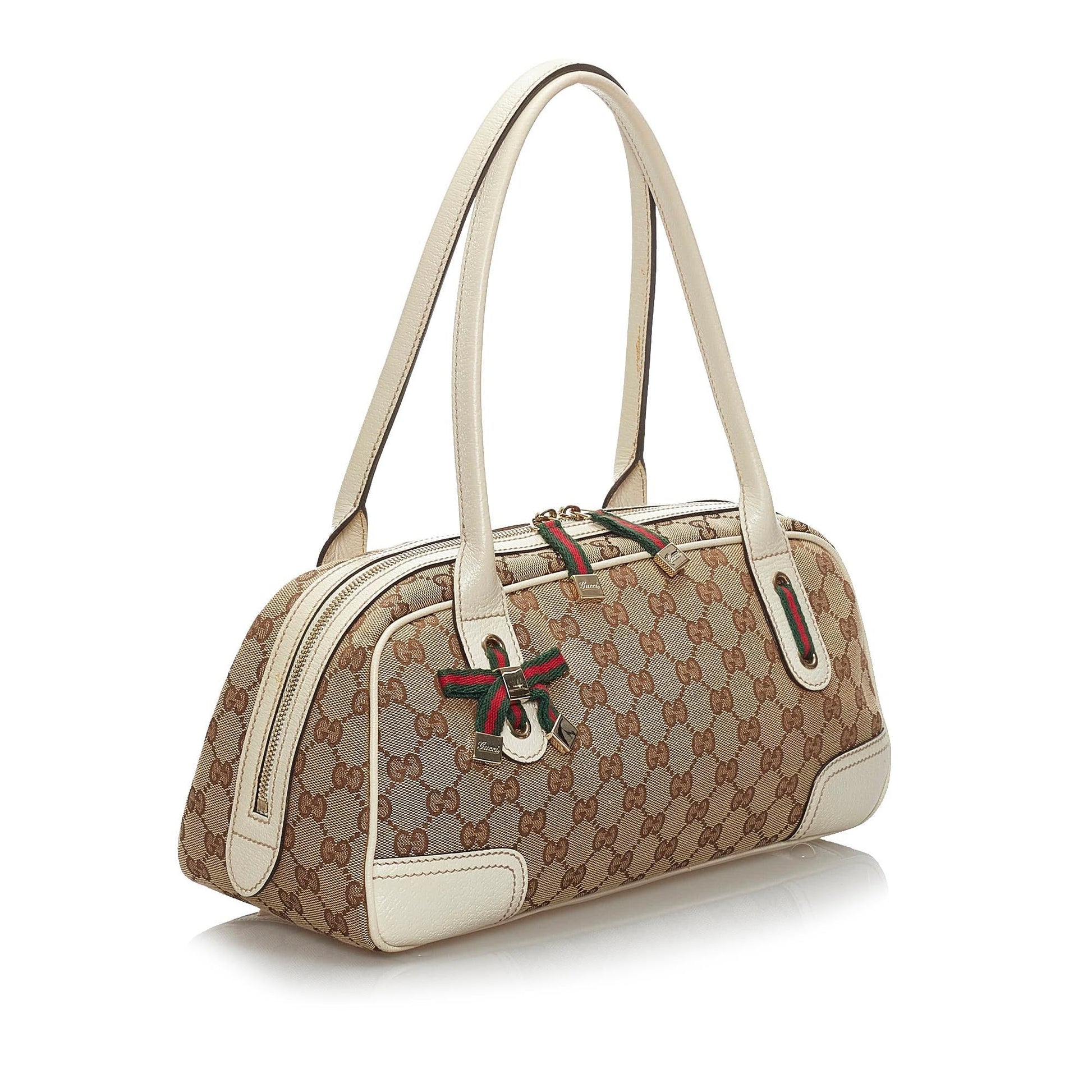 Gucci GG Princy SHG Canvas White Brown Shoulder Bag Bag Shg