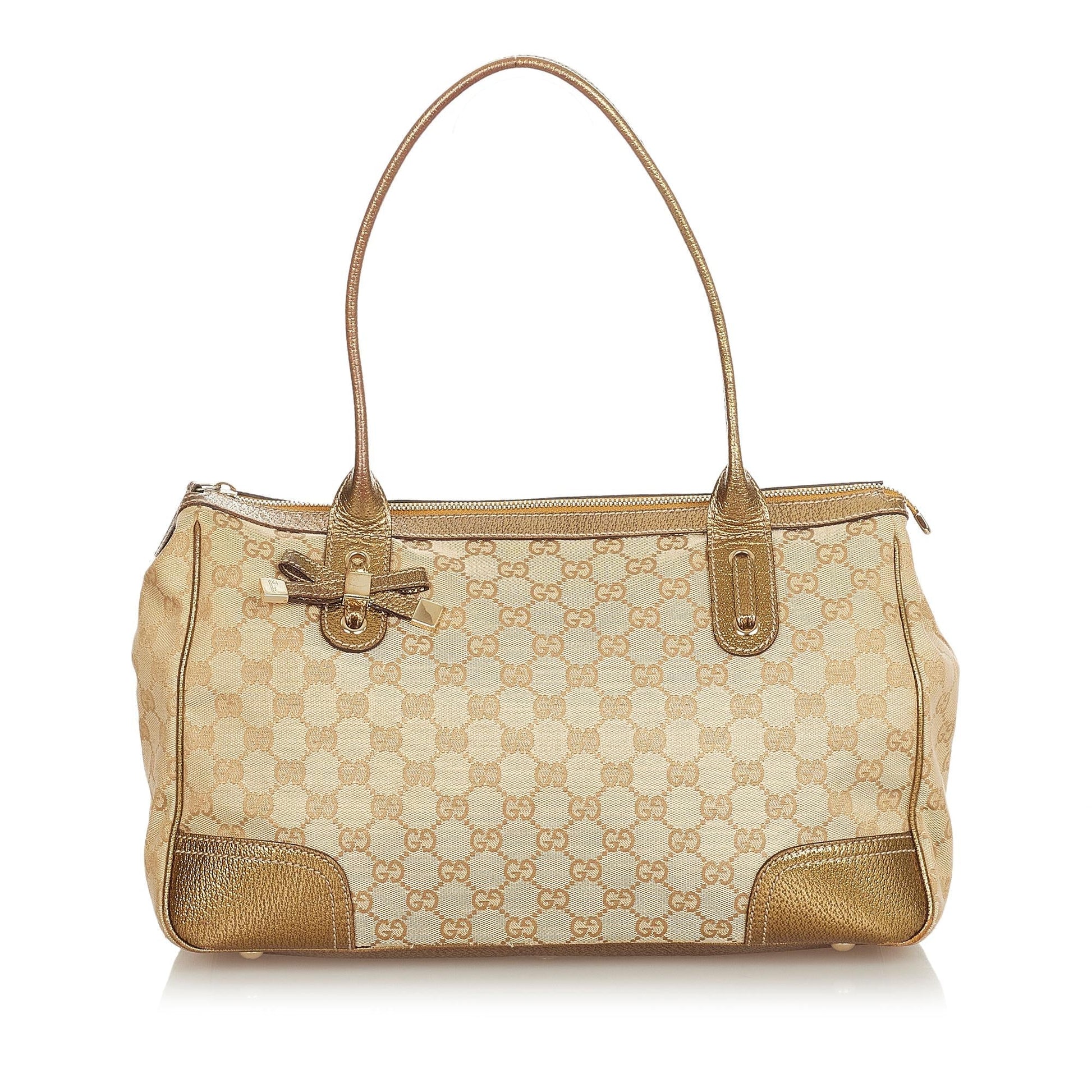 Gucci GG Princy SHG Canvas Calf Brown Gold Shoulder Bag