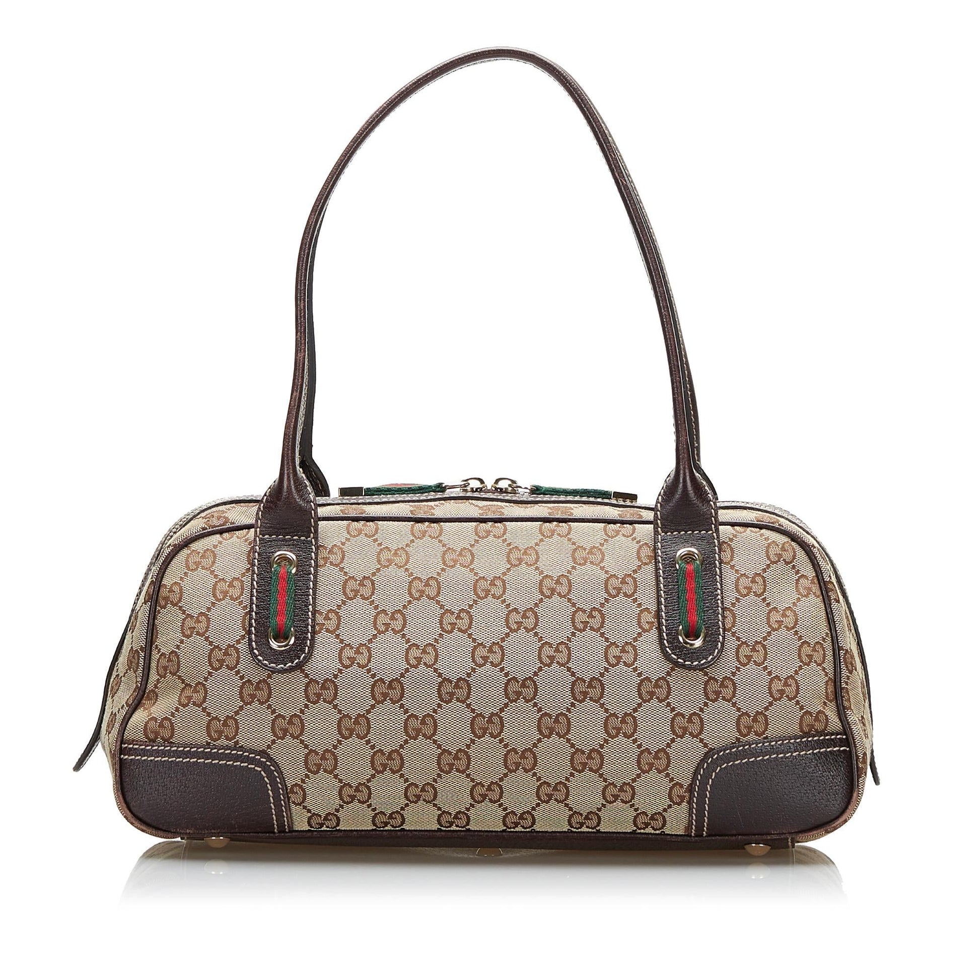 Gucci GG Princy SHG-e5qvjf Canvas Calf Brown Shoulder Bag