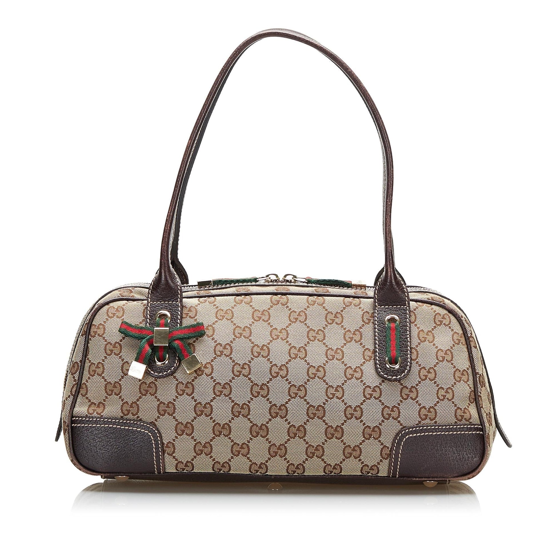 Gucci GG Princy SHG-e5qvjf Canvas Calf Brown Shoulder Bag