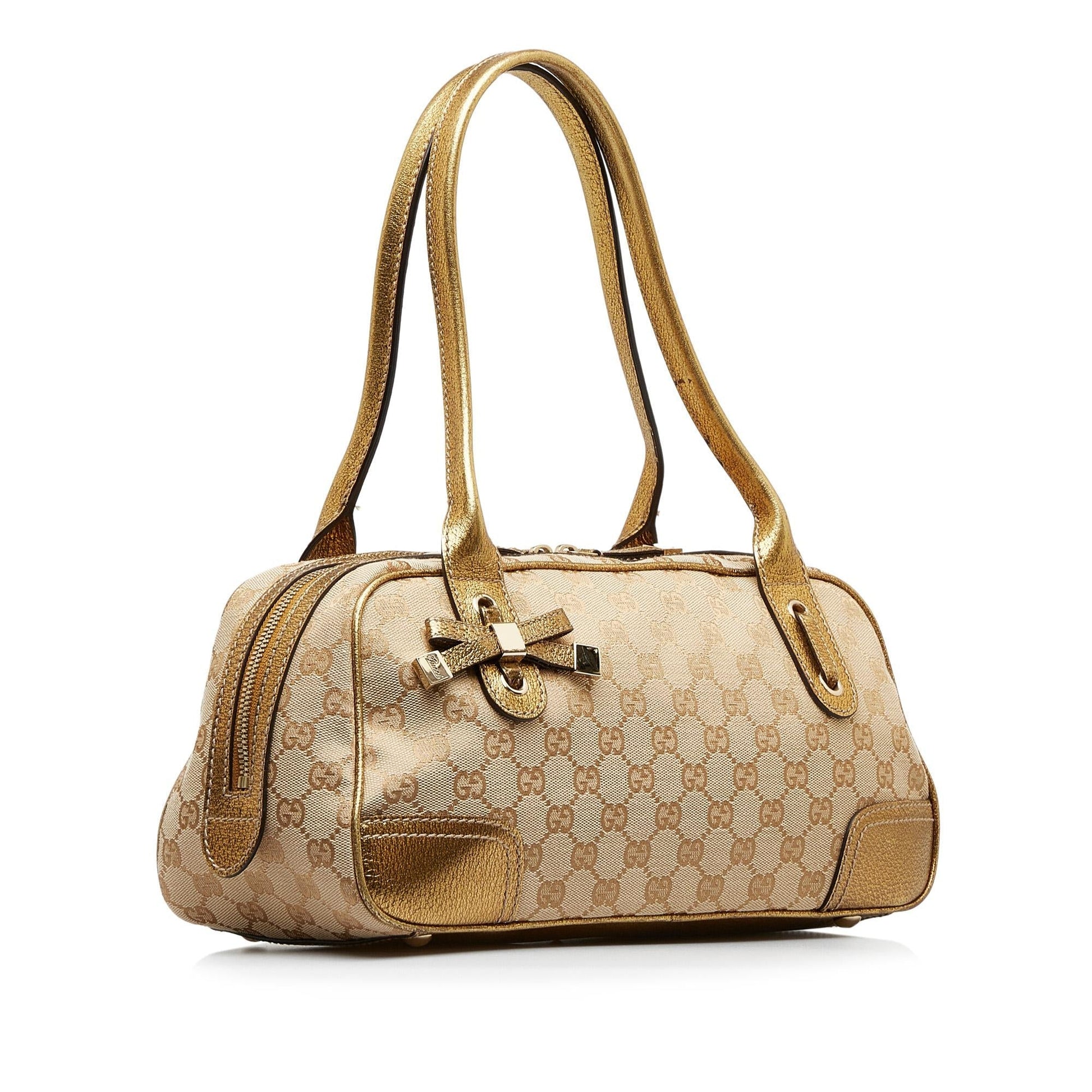 Gucci GG Princy SHG-ACWQW5 Canvas Calf Brown Gold Shoulder Bag