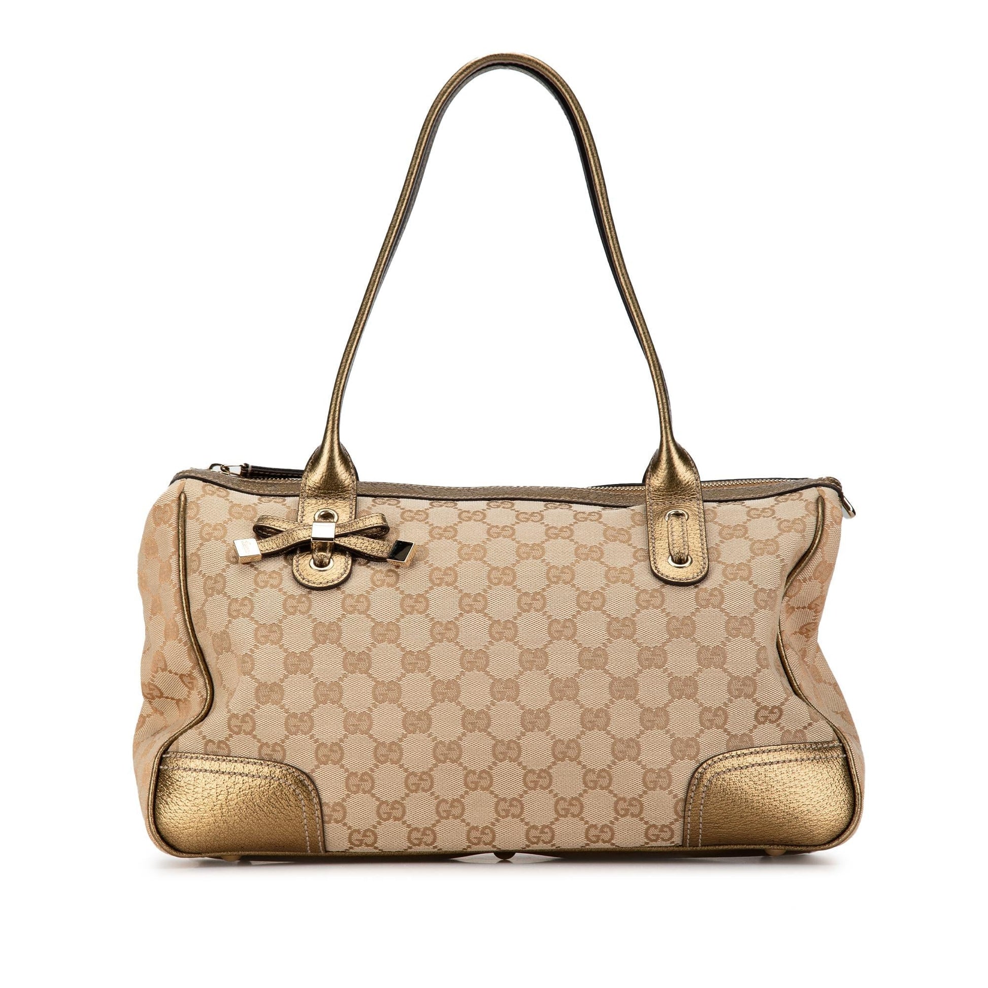 Gucci GG Princy SHG-H6294s Canvas Calf Brown Gold Shoulder Bag