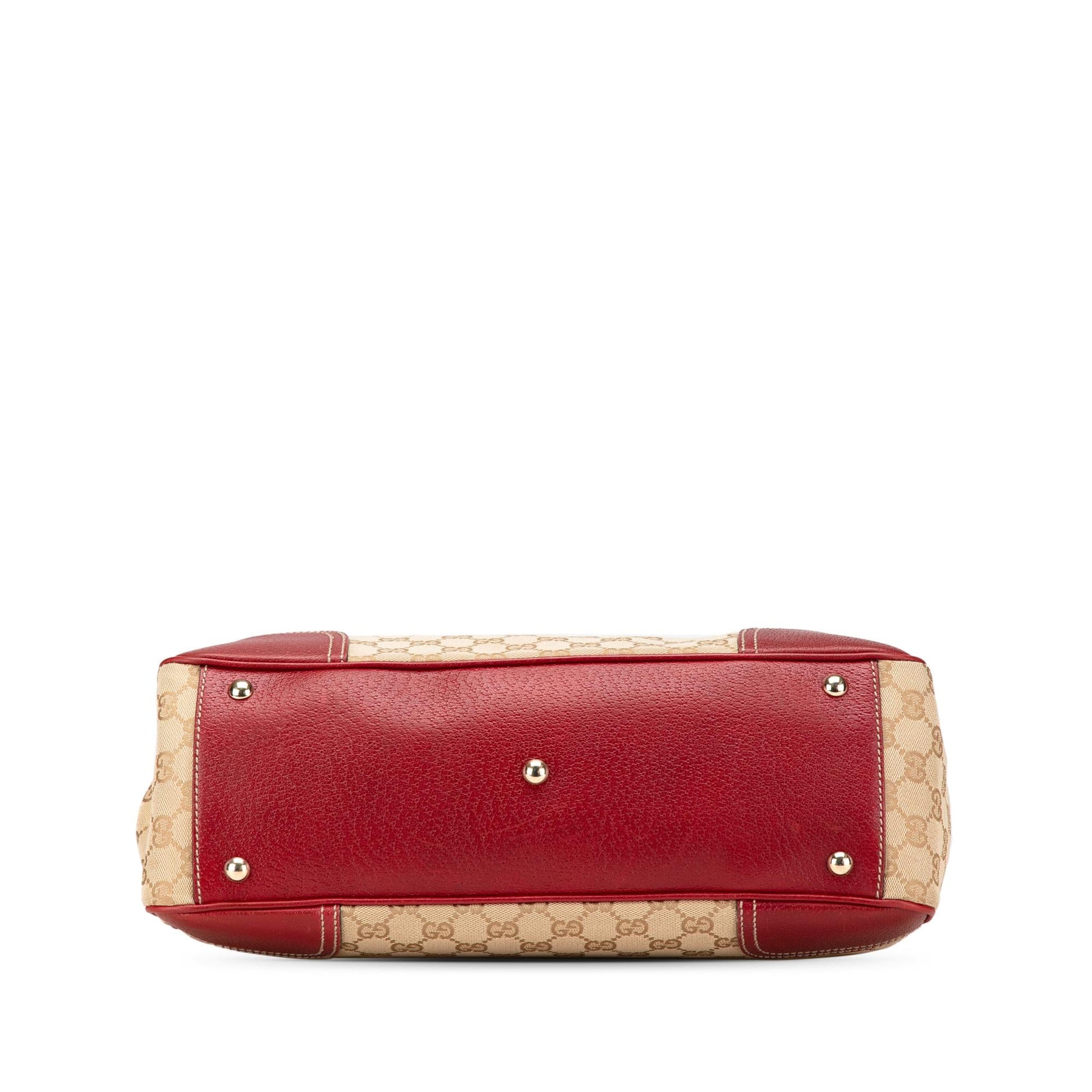 Gucci GG Princy Canvas Calf Brown Red Shoulder Bag Shoulder Bag
