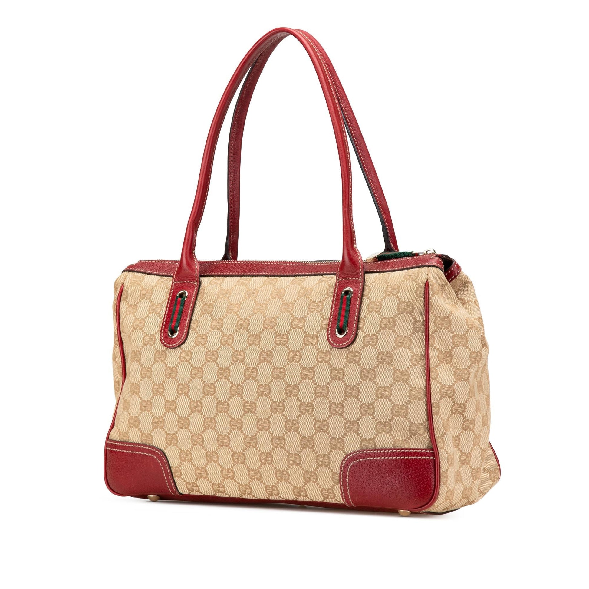 Gucci GG Princy Canvas Calf Brown Red Shoulder Bag Shoulder Bag