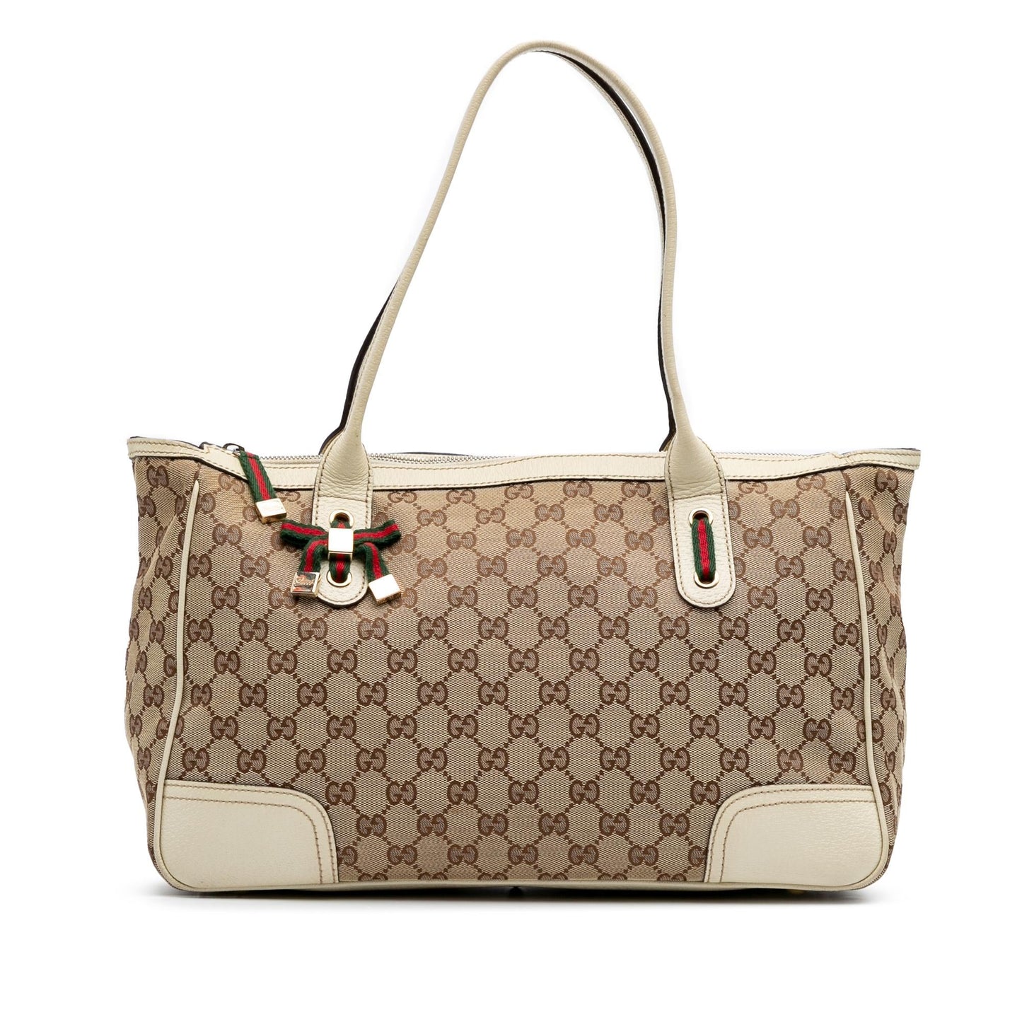 Gucci GG Princy Canvas Calf White Brown Shoulder Bag