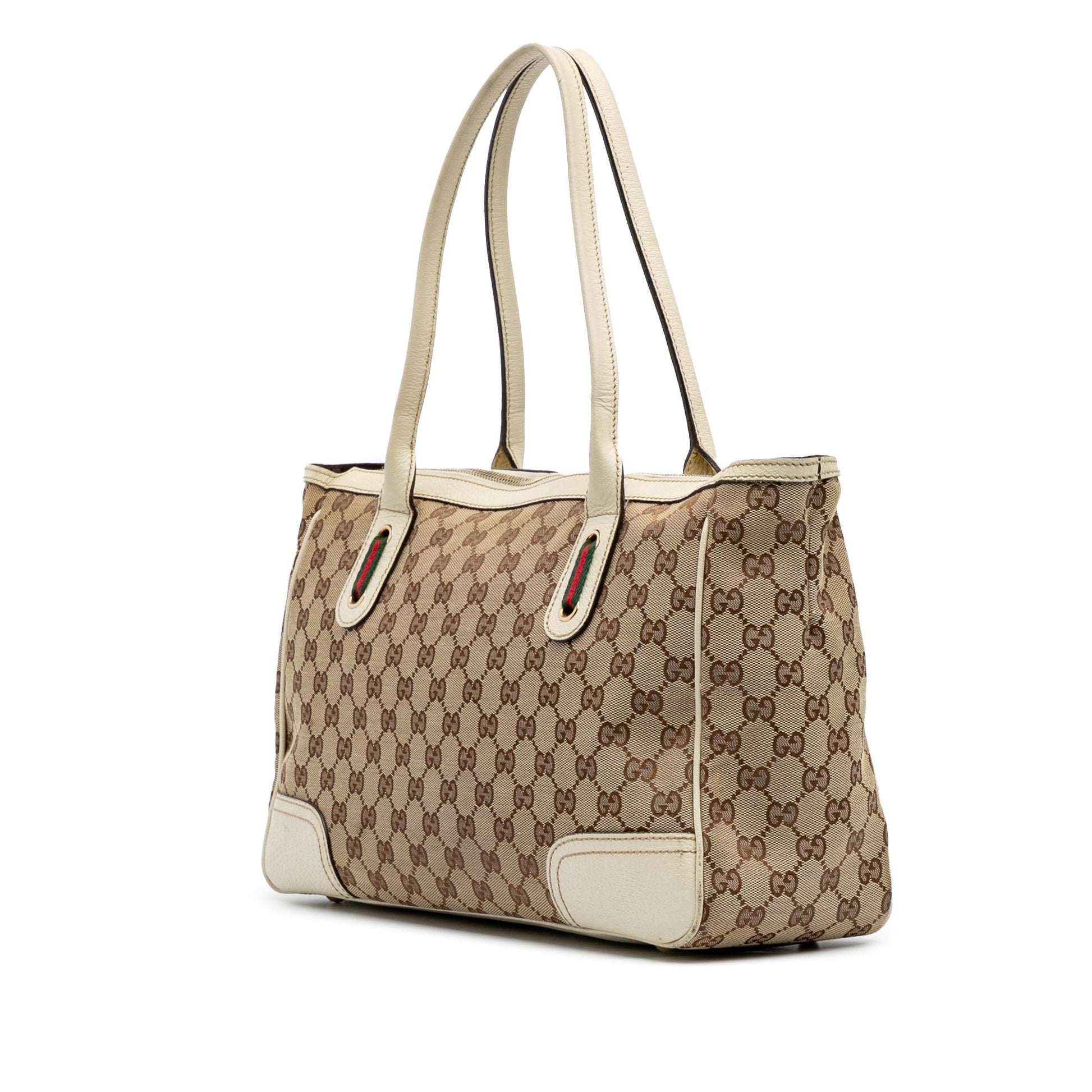 Gucci GG Princy Canvas Calf White Brown Shoulder Bag
