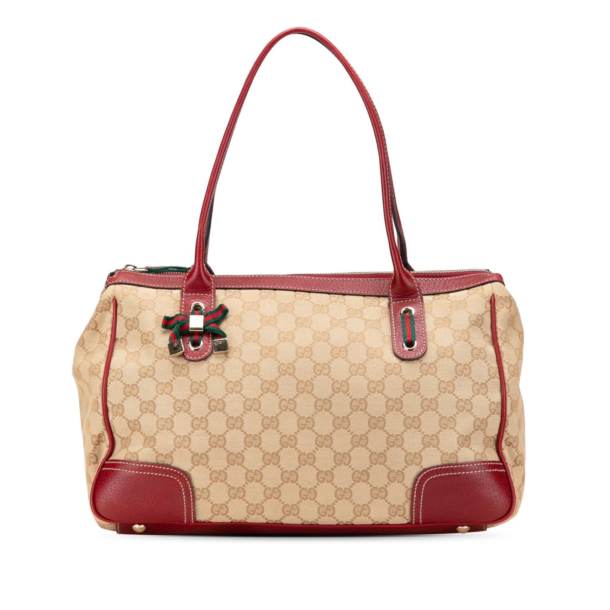 Gucci GG Princy Canvas Calf Brown Red Shoulder Bag