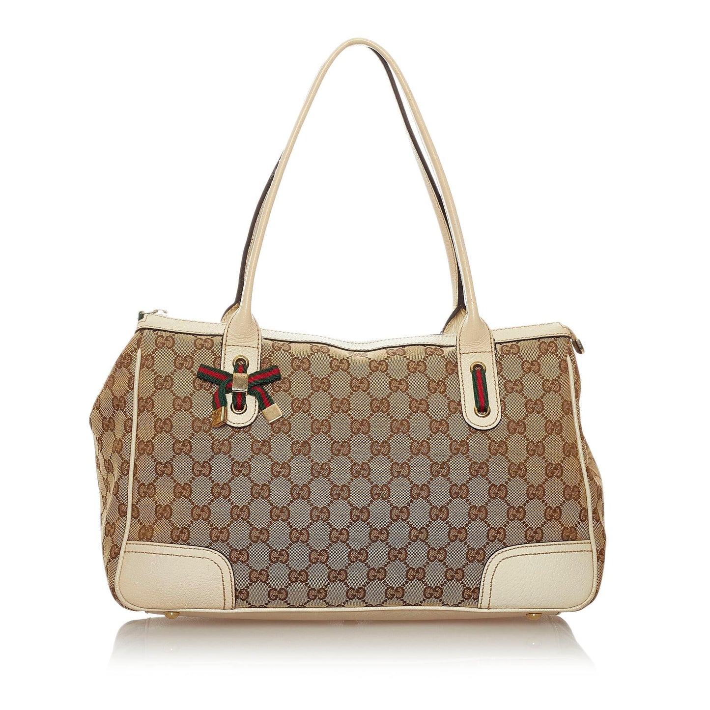 Gucci GG Princy SHG Canvas White Brown Tote Bag 4