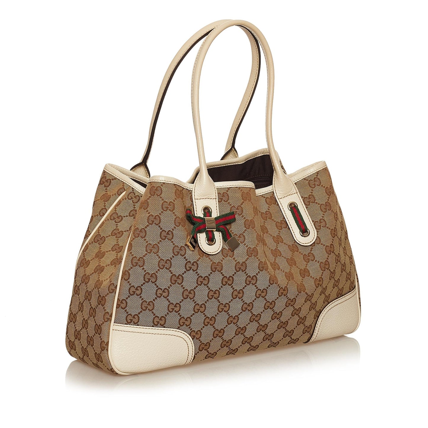 Gucci GG Princy SHG Canvas White Brown Tote Bag 5