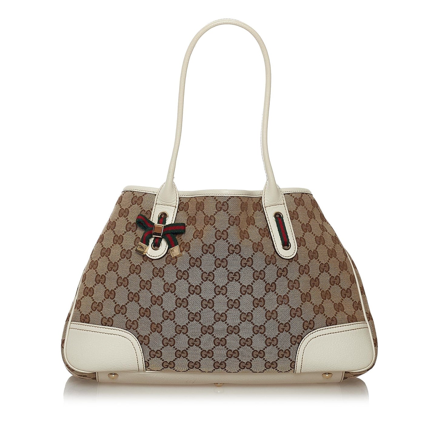 Gucci GG Princy SHG Canvas White Brown Tote Bag
