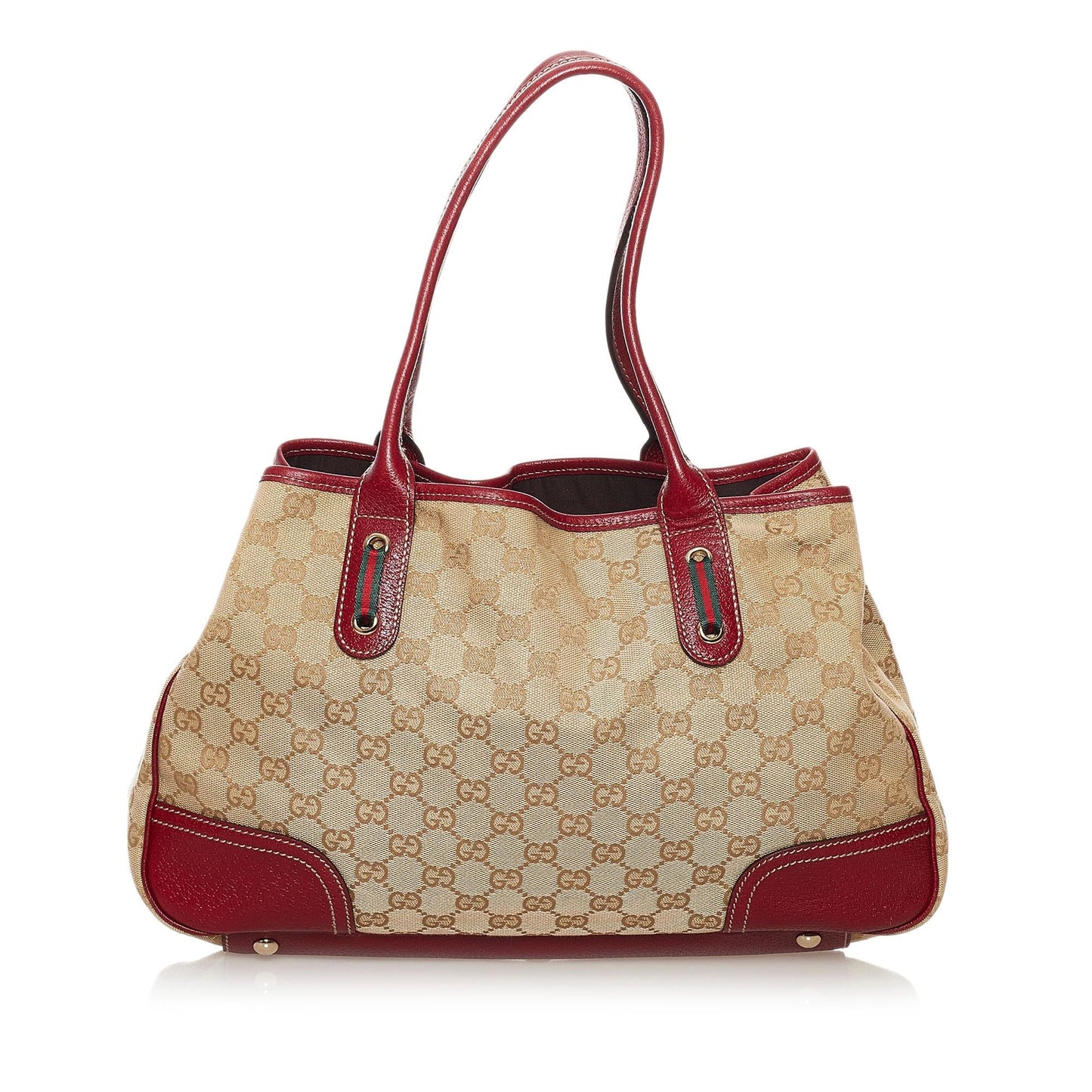 Gucci GG Princy SHG Canvas Brown Red Tote Bag Bag Shg