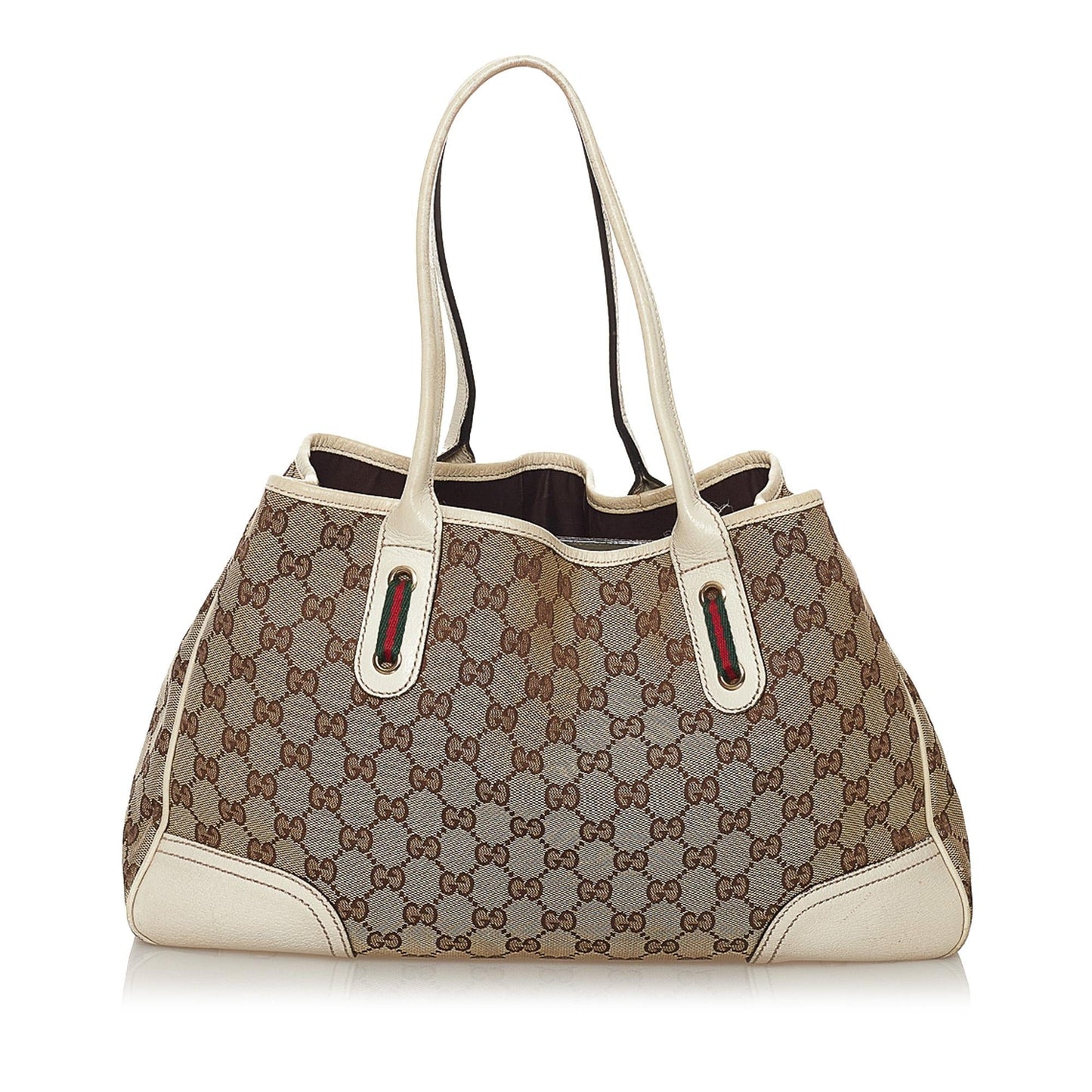 Gucci GG Princy SHG Canvas White Brown Tote Bag Bag Shg