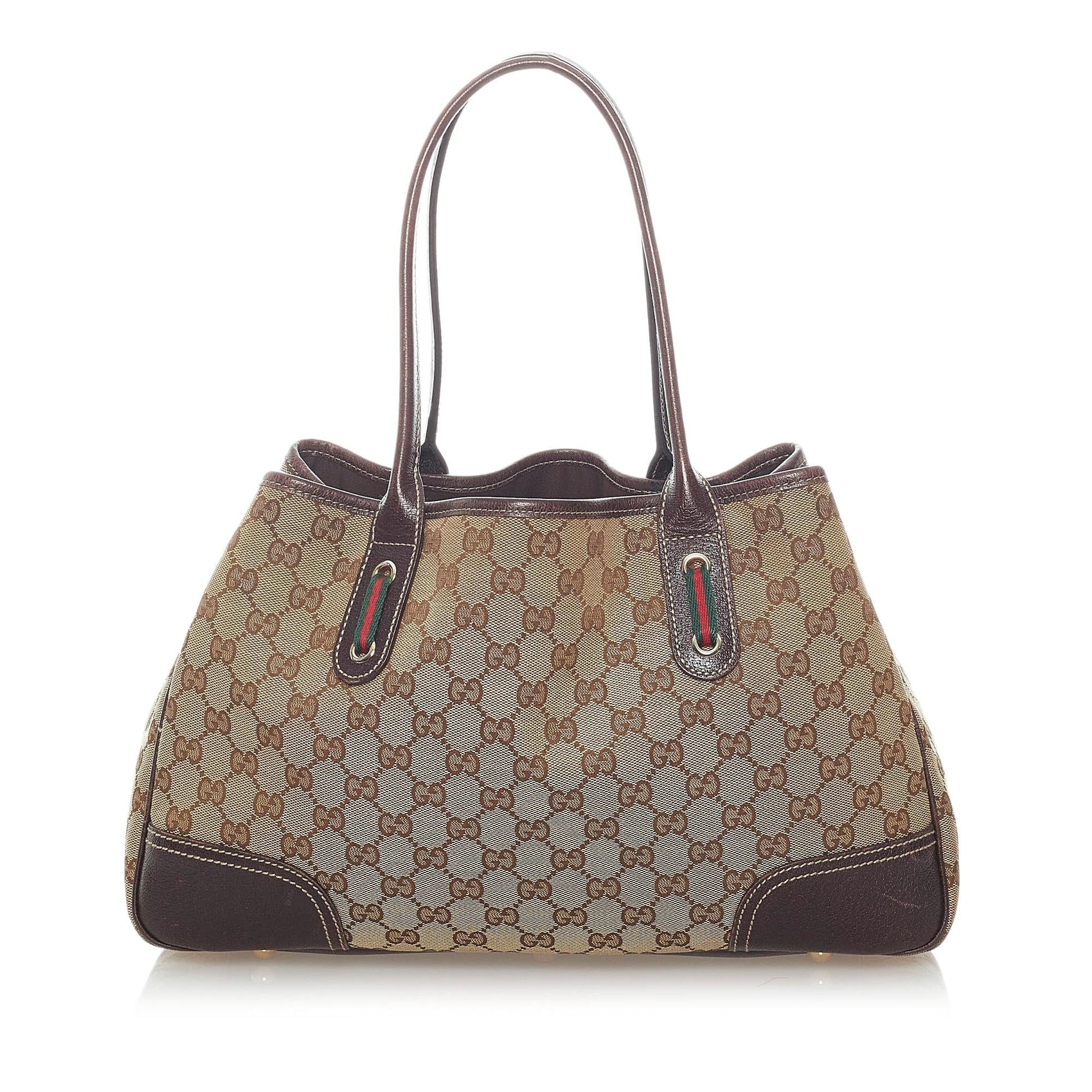 Gucci GG Princy SHG Canvas Calf Brown Tote Bag
