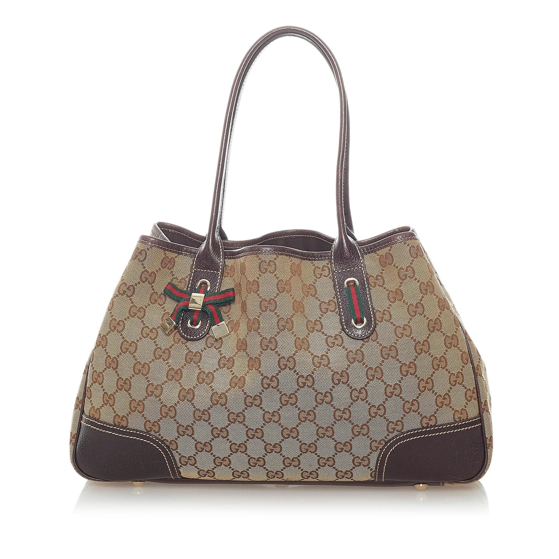 Gucci GG Princy SHG Canvas Calf Brown Tote Bag