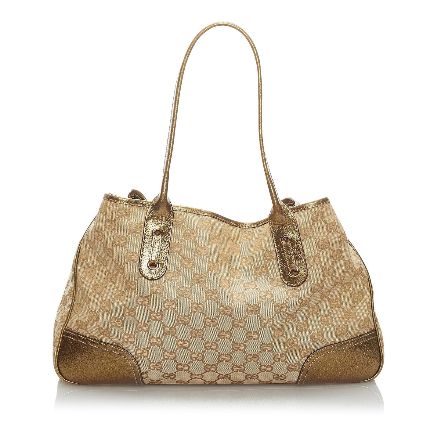 Gucci GG Princy SHG Canvas Brown Gold Tote Bag