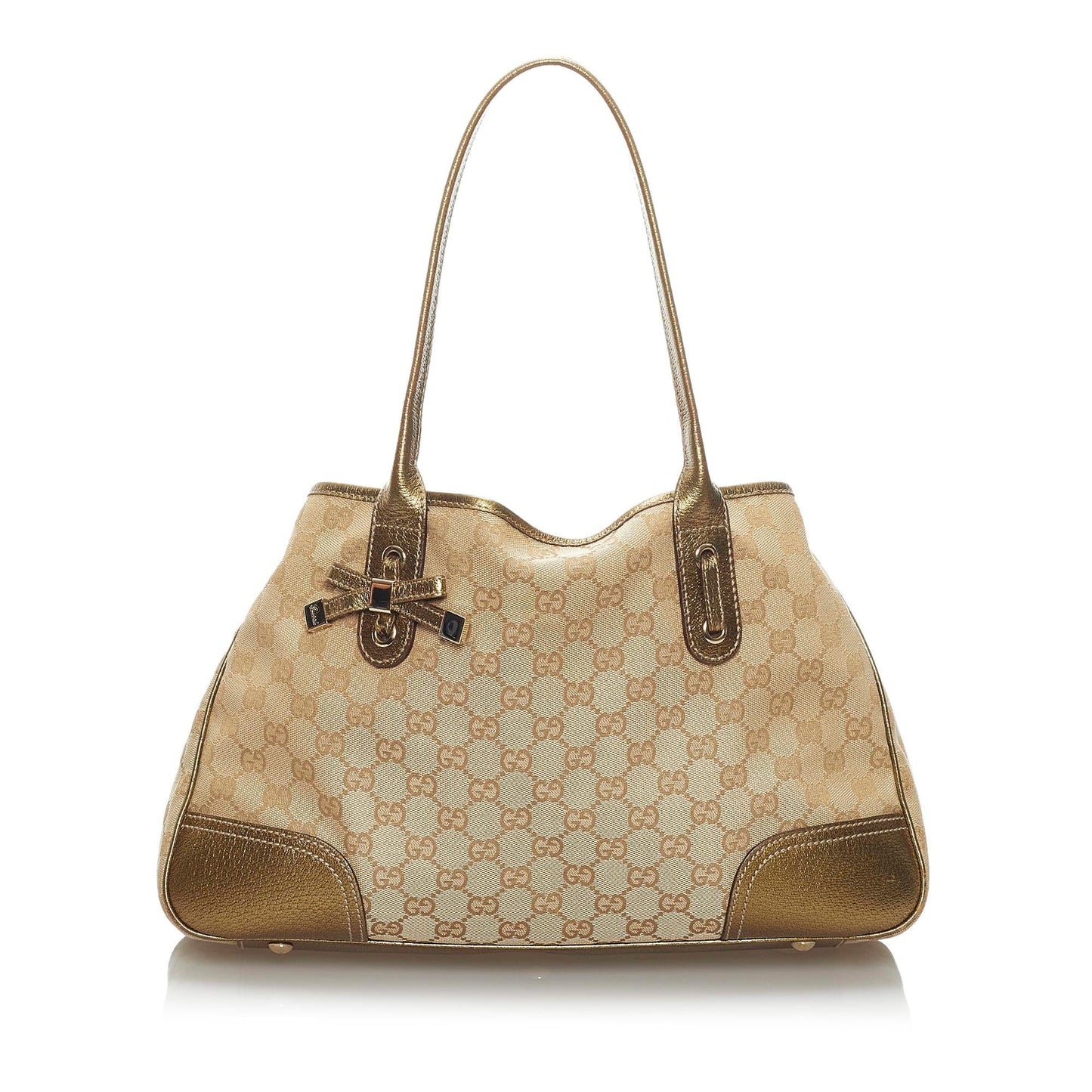 Gucci GG Princy SHG Canvas Brown Gold Tote Bag