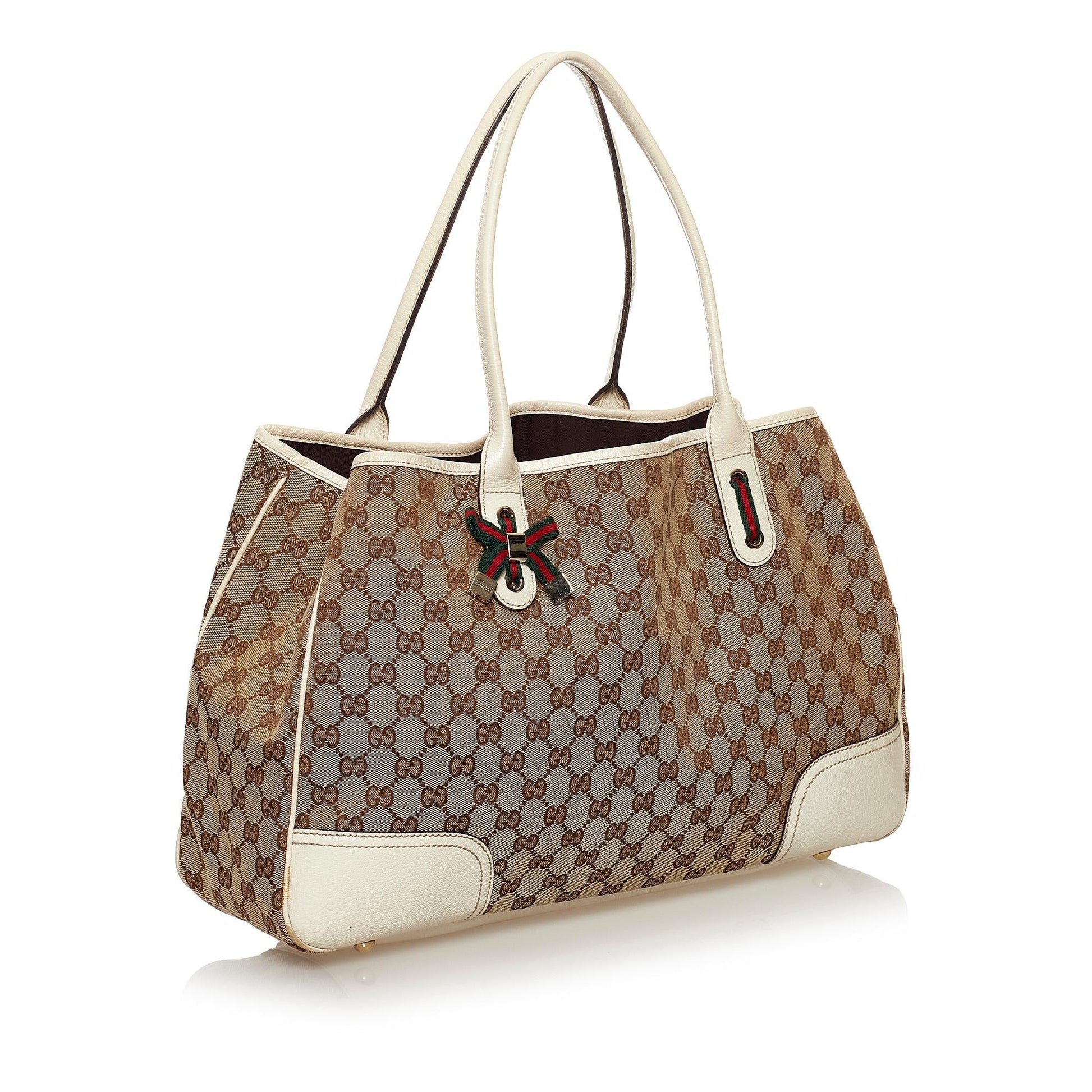 Gucci GG Princy SHG Canvas White Brown Tote Bag 3