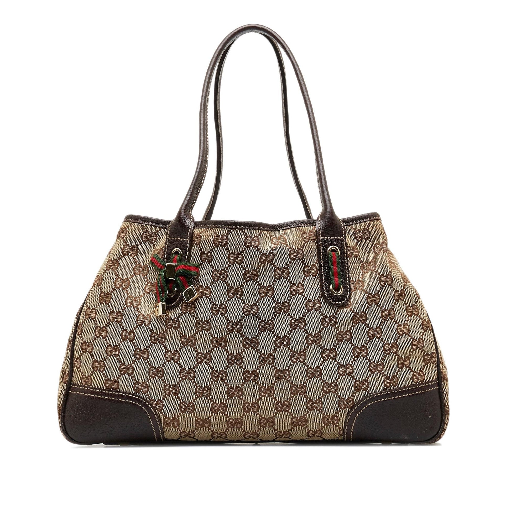 Gucci GG Princy SHG-YVgG4K Canvas Calf Brown Tote Bag