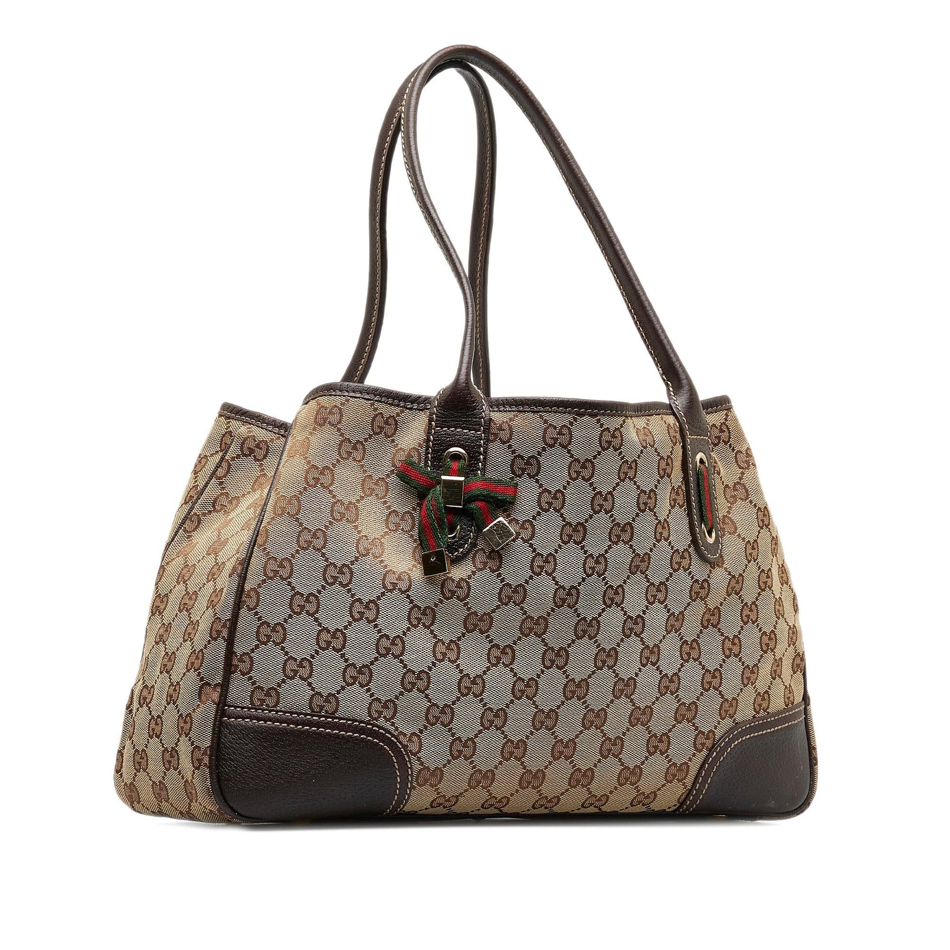 Gucci GG Princy SHG-YVgG4K Canvas Calf Brown Tote Bag