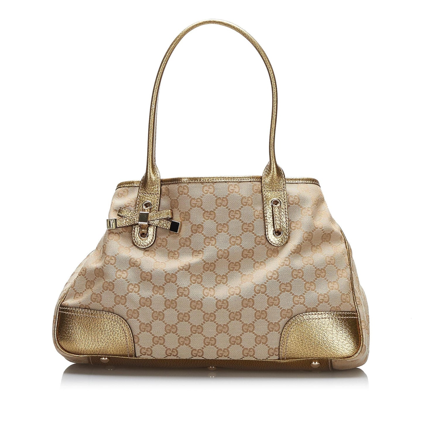 Gucci GG Princy SHG-x1Xfvy Canvas Calf Brown Gold Tote Bag