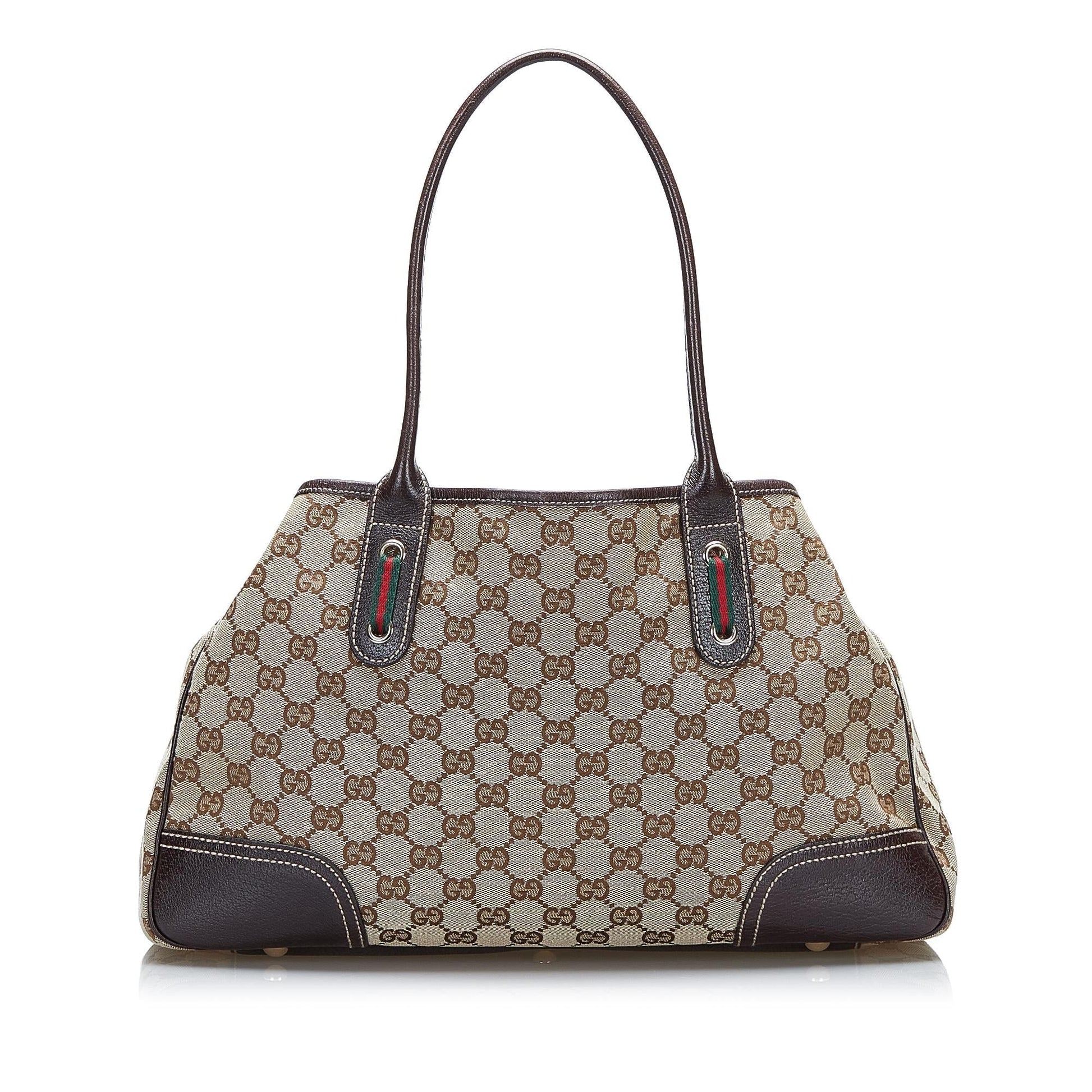 Gucci GG Princy SHG-GLor0l Canvas Calf Brown Tote Bag