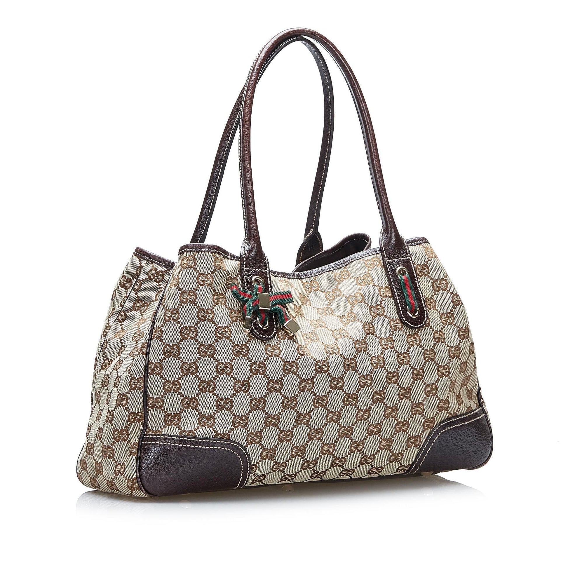Gucci GG Princy SHG-GLor0l Canvas Calf Brown Tote Bag