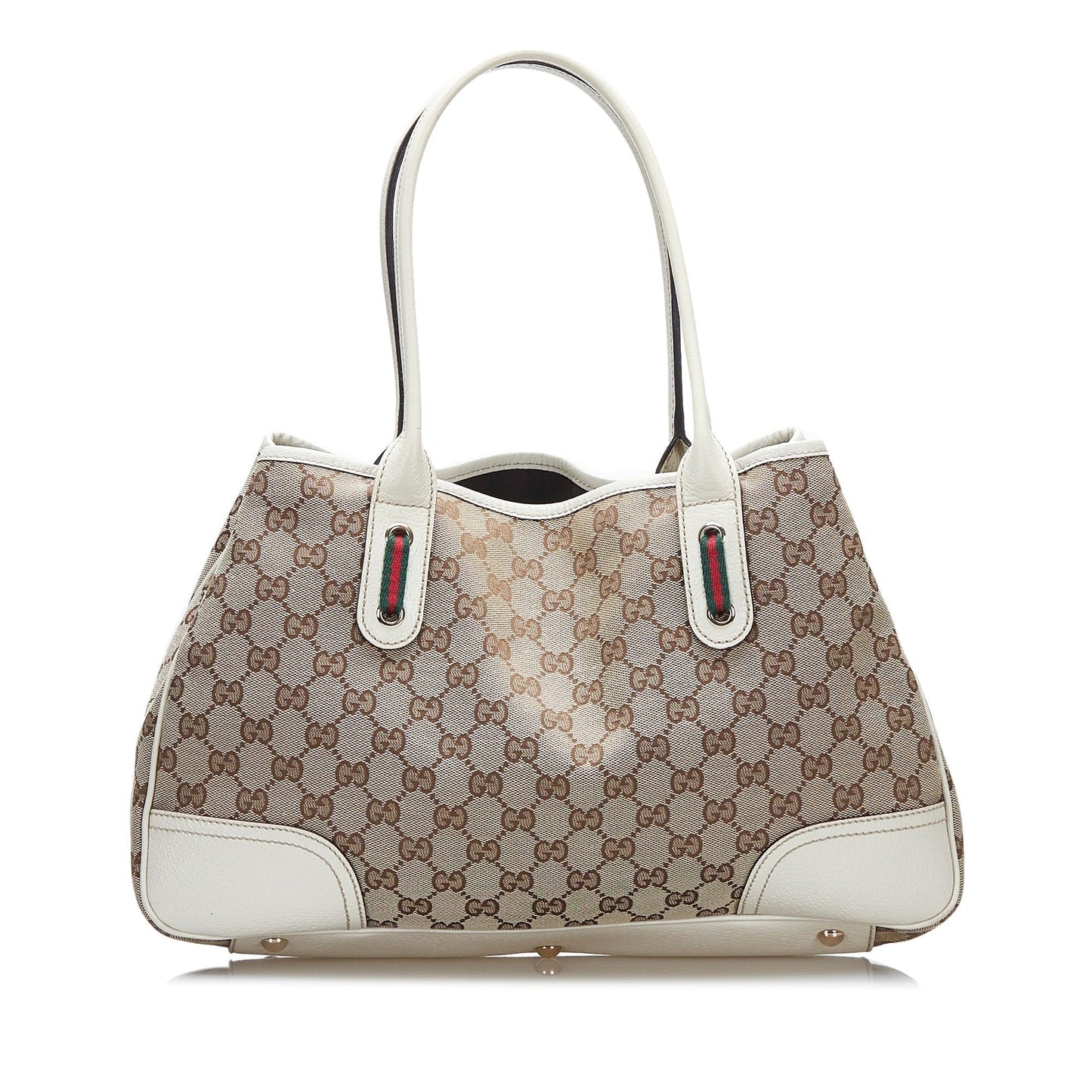 Gucci GG Princy SHG-iIdiUk Canvas Calf White Brown Tote Bag