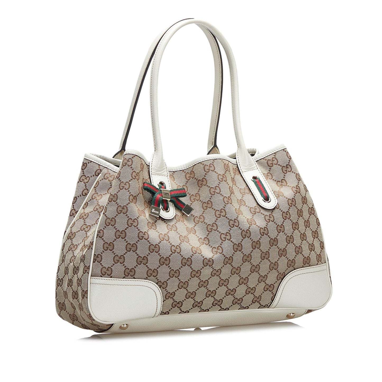 Gucci GG Princy SHG-iIdiUk Canvas Calf White Brown Tote Bag