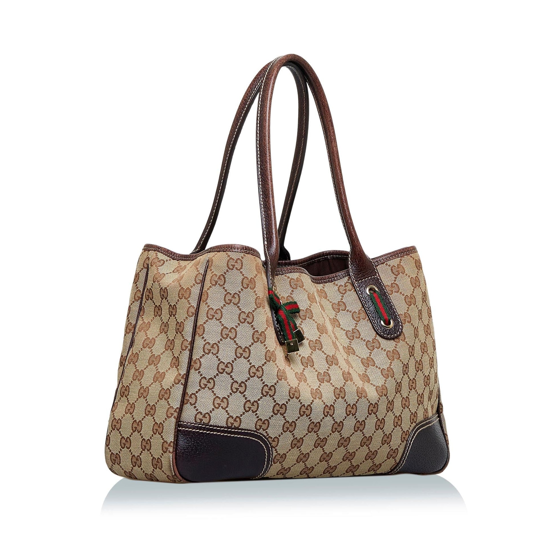 Gucci GG Princy SHG-CWXiT0 Canvas Calf Brown Tote Bag