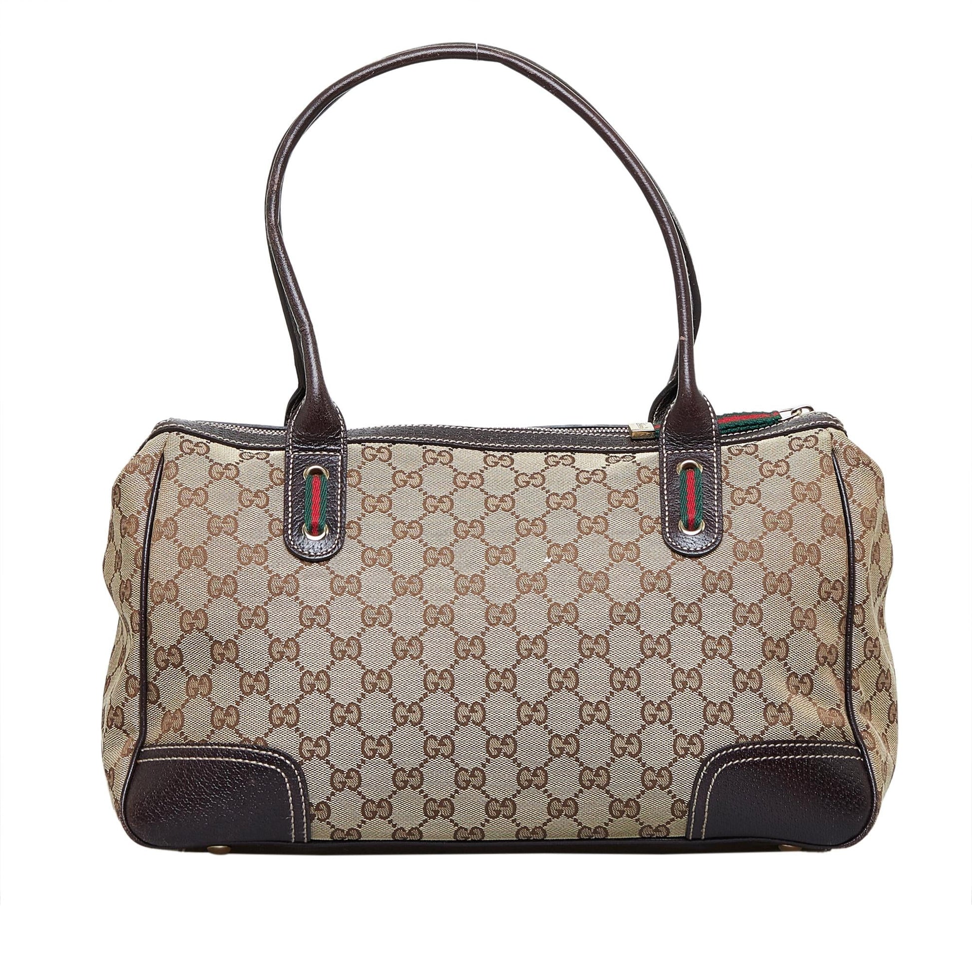 Gucci GG Princy SHG-gB9ceS Canvas Calf Brown Satchel Bag